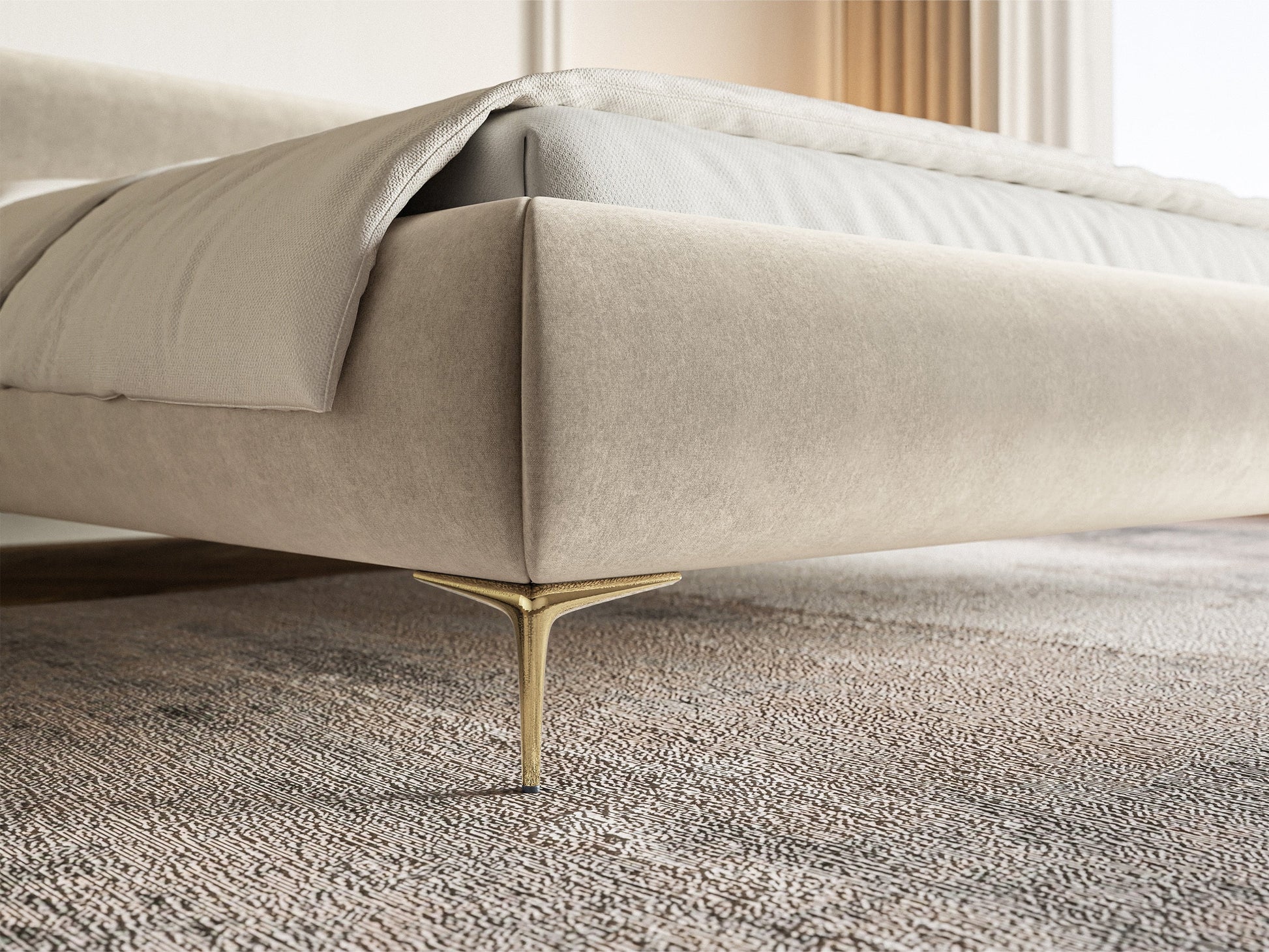Gulta ar glabātuvi Loure 140/160/180x200 cm Amon 17/zelts kājas - N1 Home