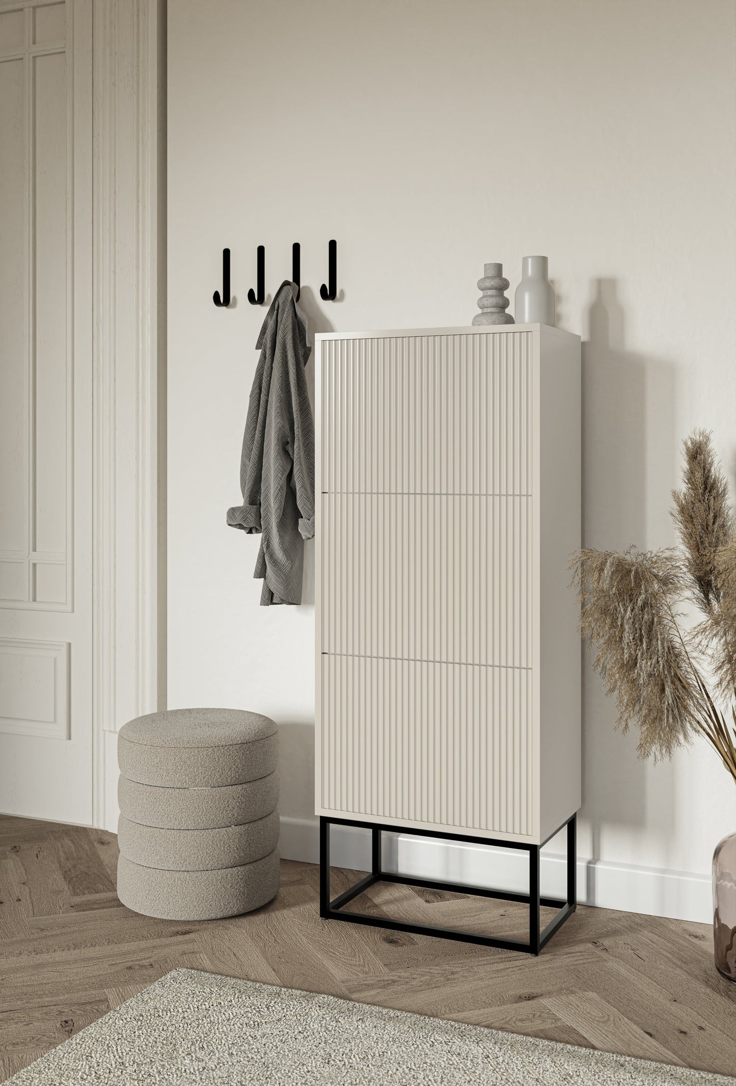 Apavu skapis Velda 50/30/125 cm bēšs/melns