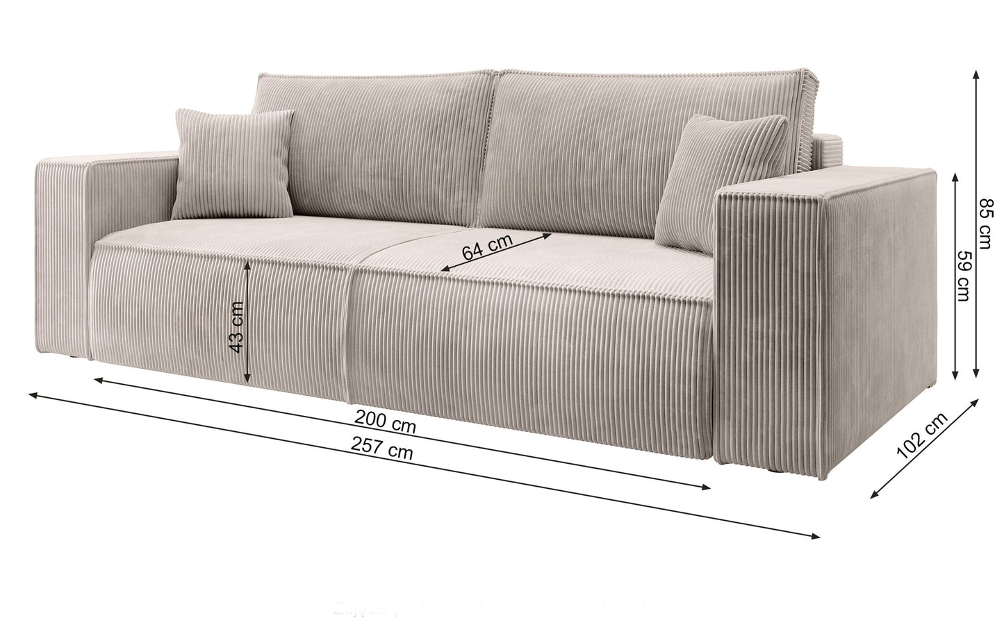 Dīvāns Fireza 275/102/85 cm Poso 02 - N1 Home
