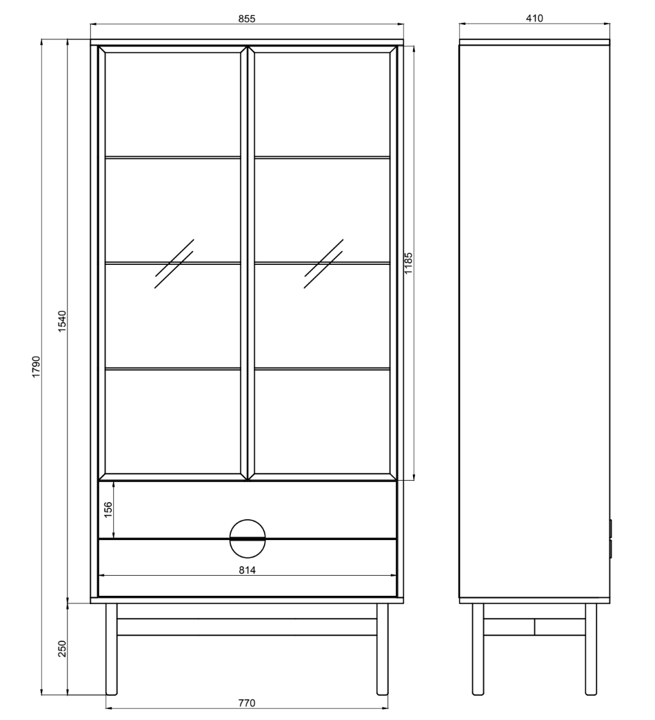 LOON 85 cm augsts skapis ar četriem plauktiem un divām atvilktnēm, balts - N1 Home