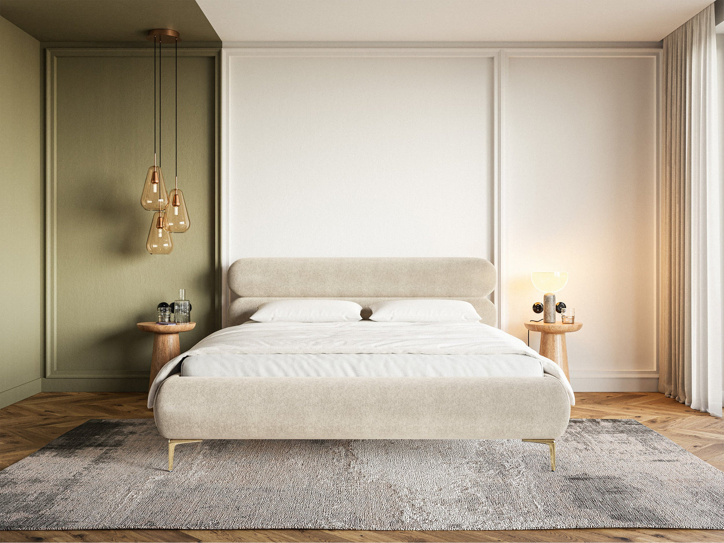 Gulta ar glabātuvi Loure 140/160/180x200 cm Amon 17/zelts kājas - N1 Home