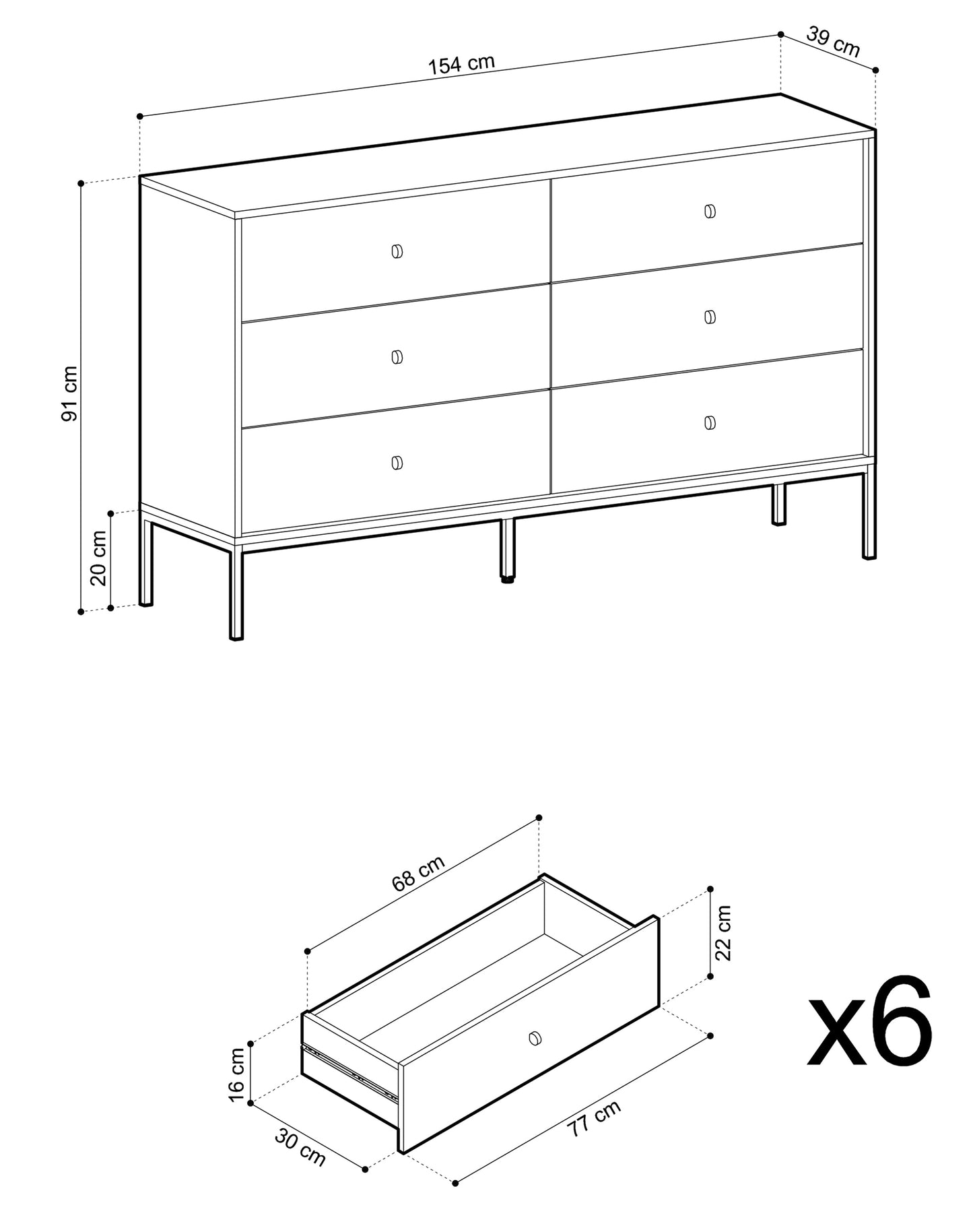 Kumode MN 89/154/39 cm bēšš - N1 Home
