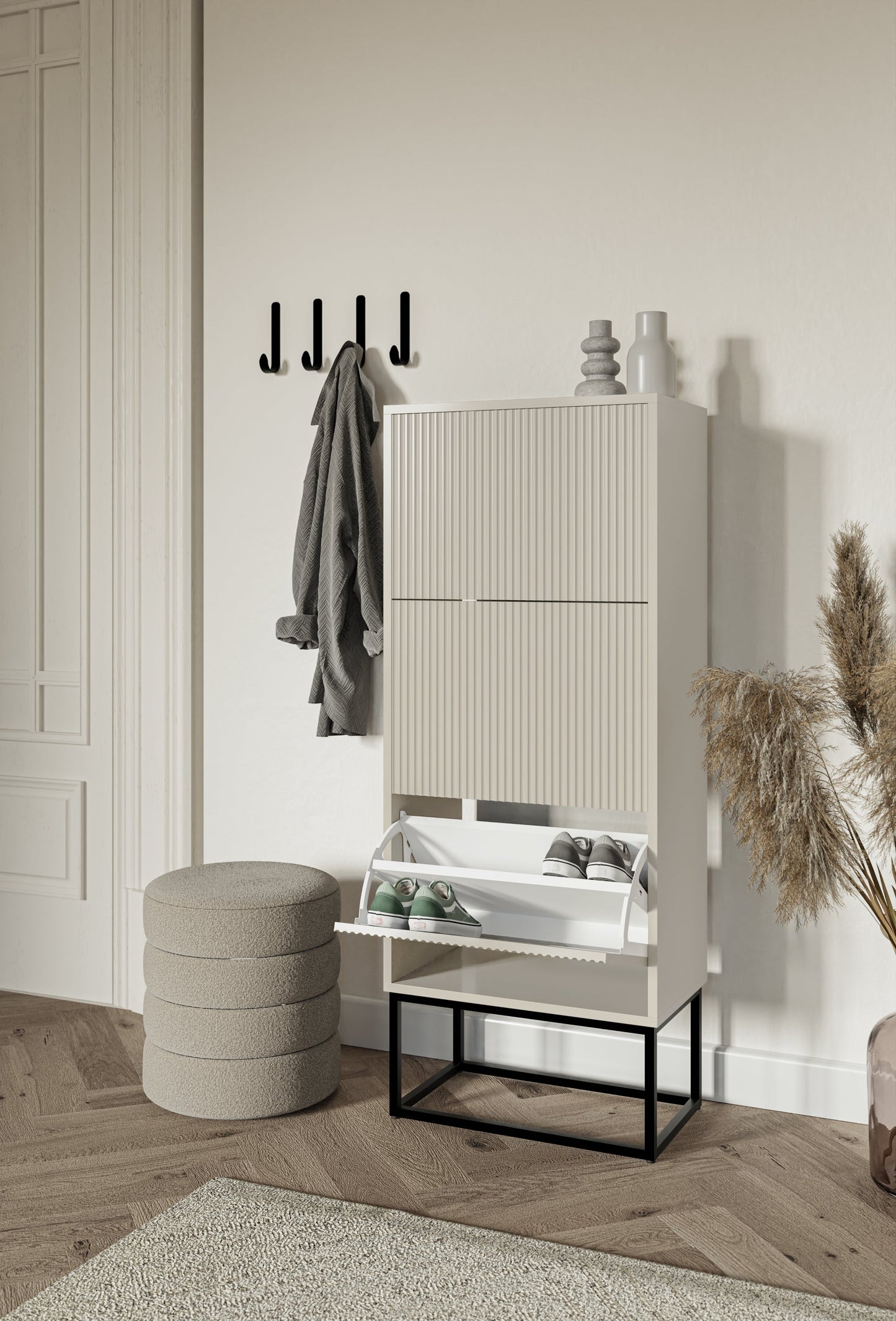 Apavu skapis Velda 50/30/125 cm bēšs/melns