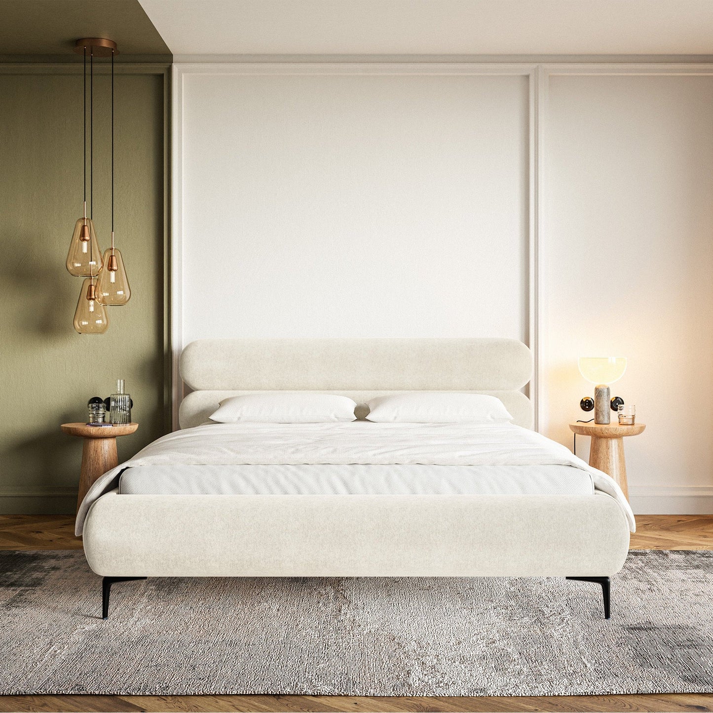 Gulta  Loure 140/160/180x200 cm Amon 18/melns kājas - N1 Home
