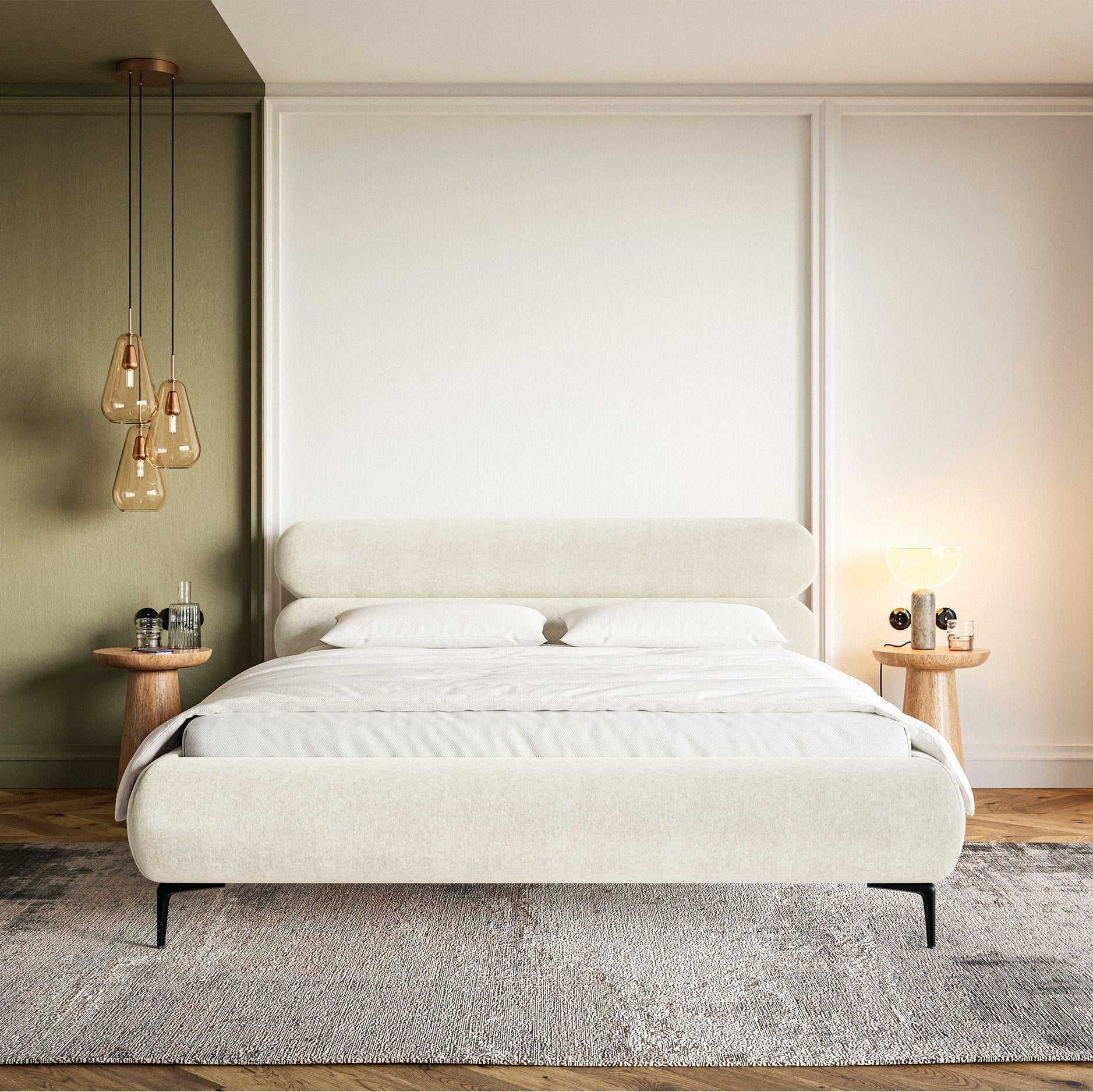 Gulta  Loure 140/160/180x200 cm Amon 18/melns kājas - N1 Home