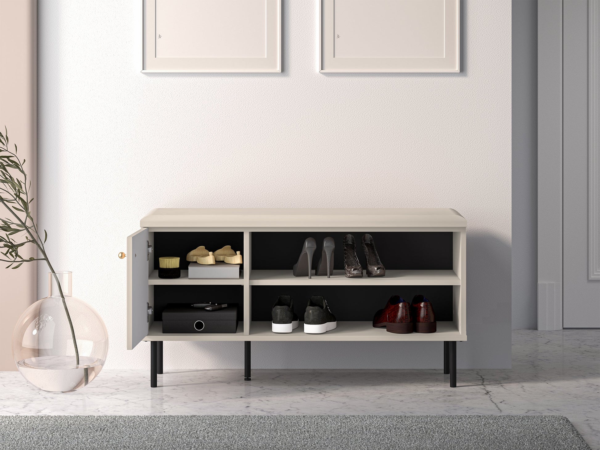 Apavu skapis Galeto 55/102/34 cm bēšs - N1 Home