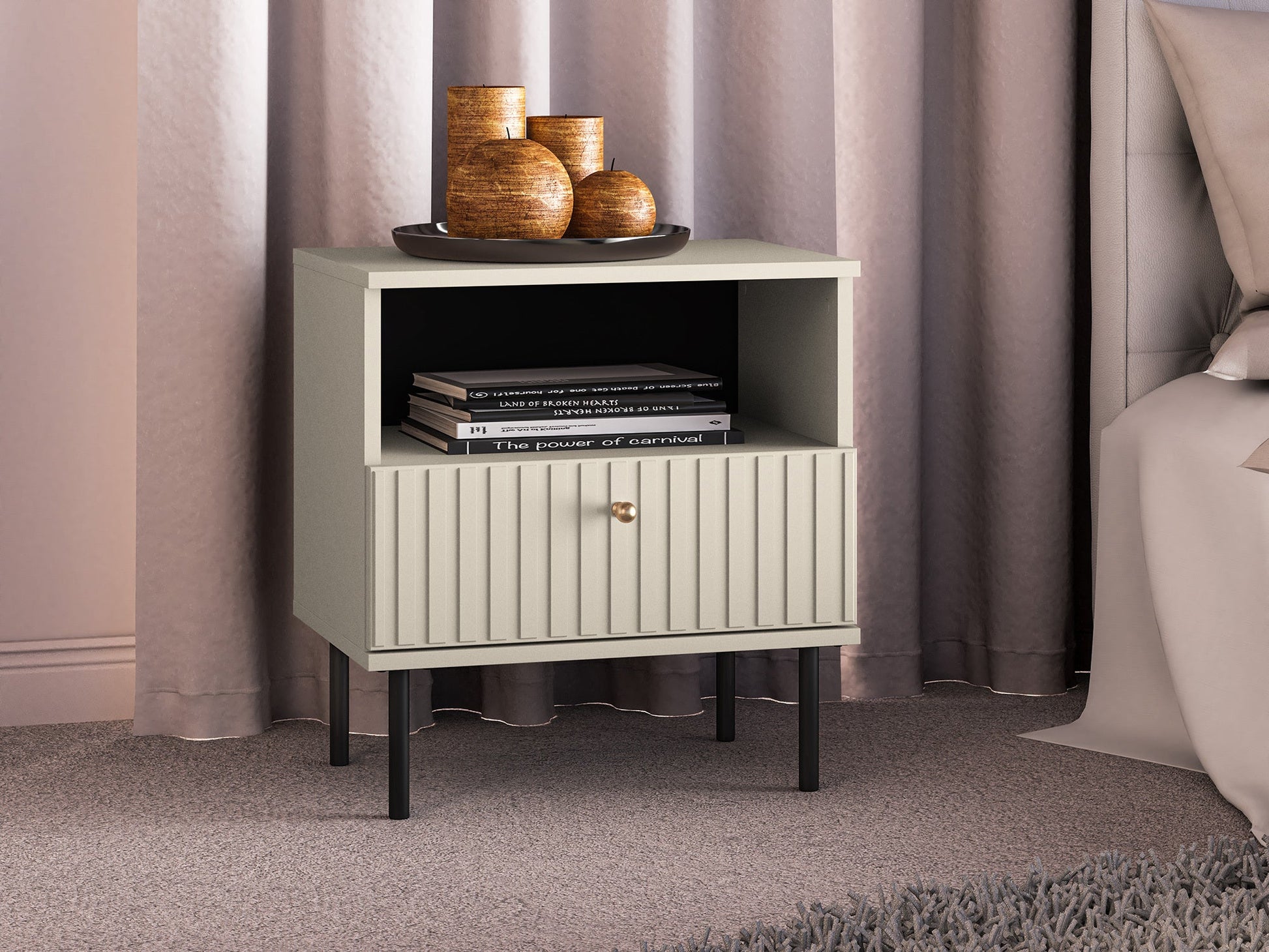 Naktsskapītis Galeto 53/50/34 bēšs - N1 Home