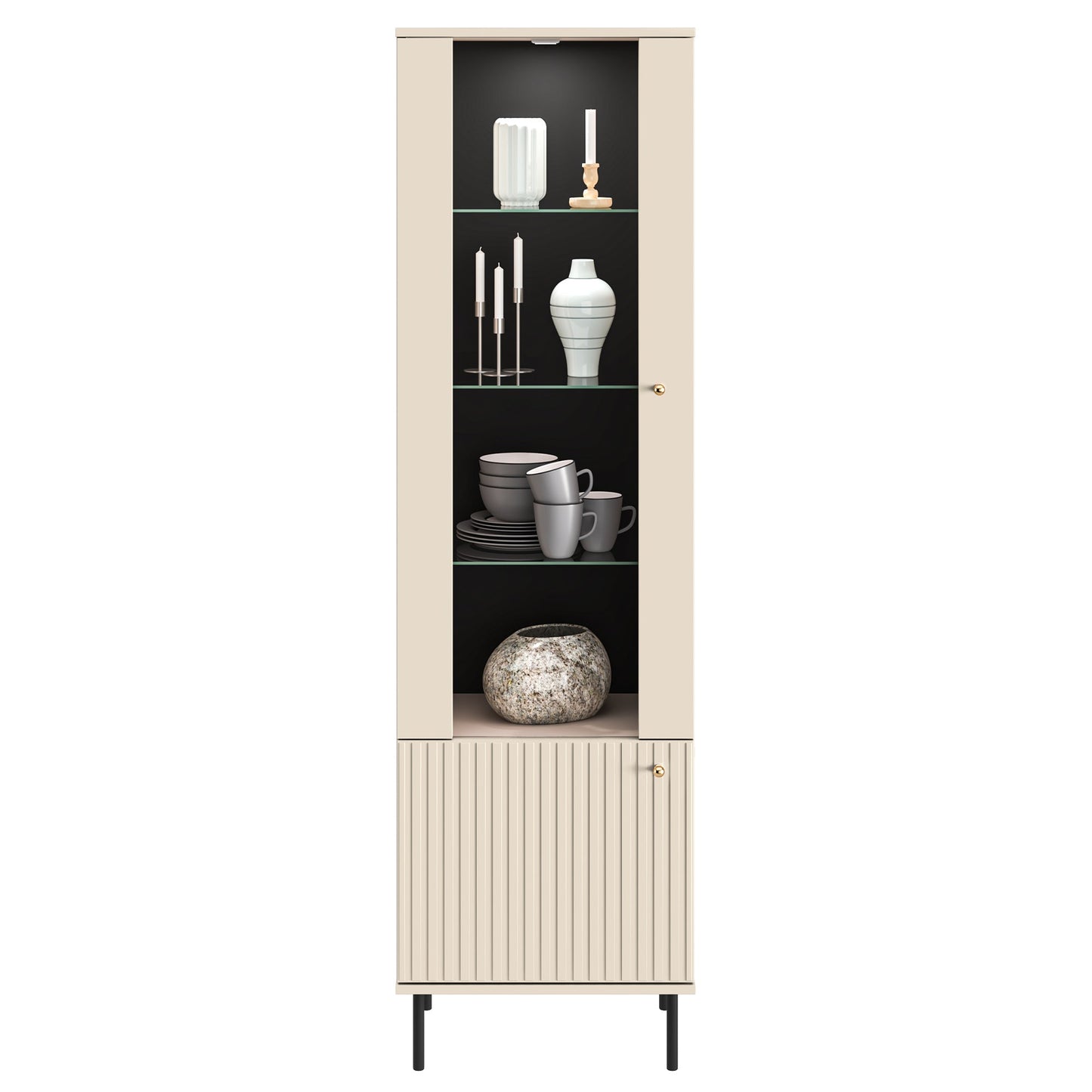 Vitrīnas skapis Galeto 190/55/40 cm bēšs - N1 Home