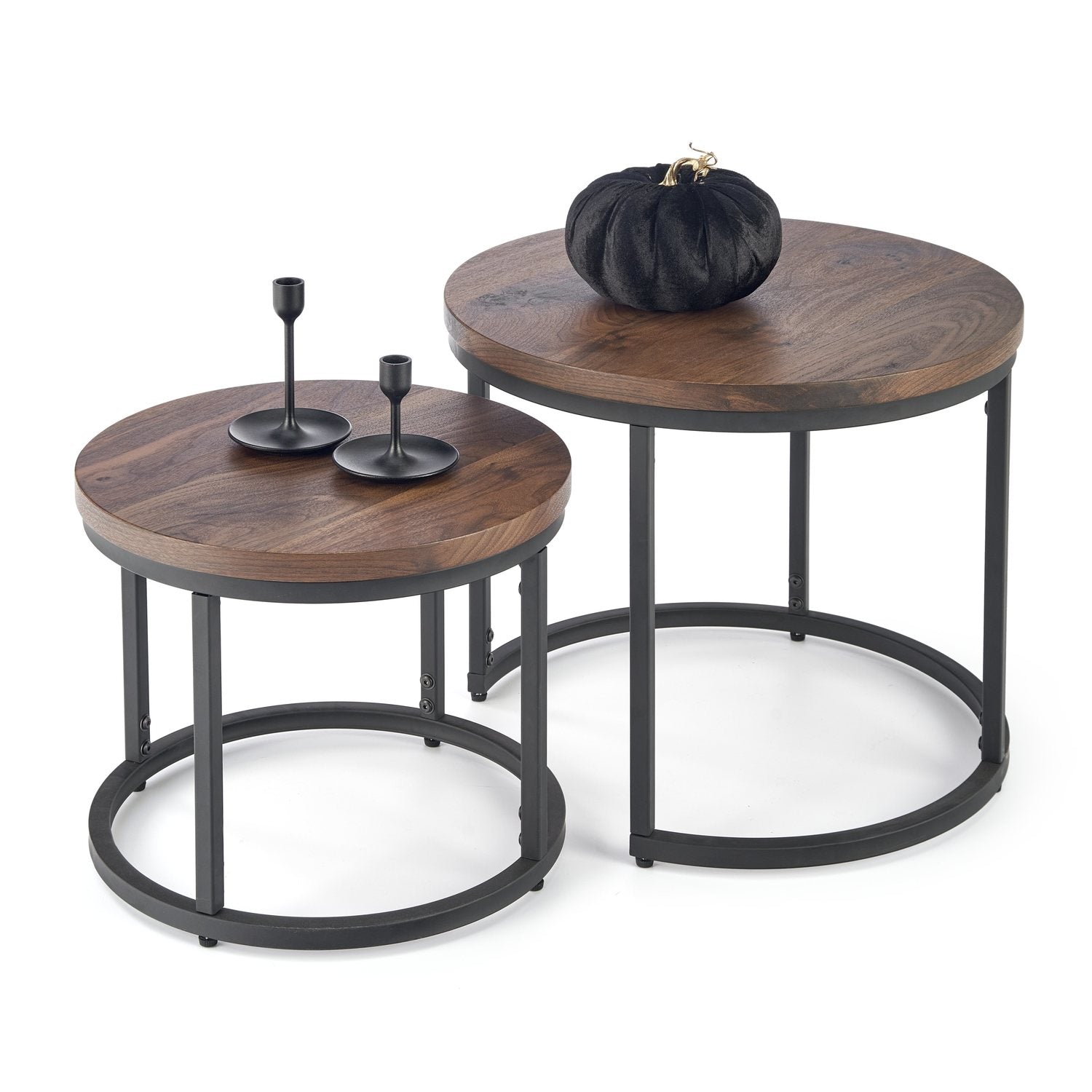 Kafijas galdiņš OR liels 53/45 cm, mazs 43/35 cm riekstkoks/melns - N1 Home
