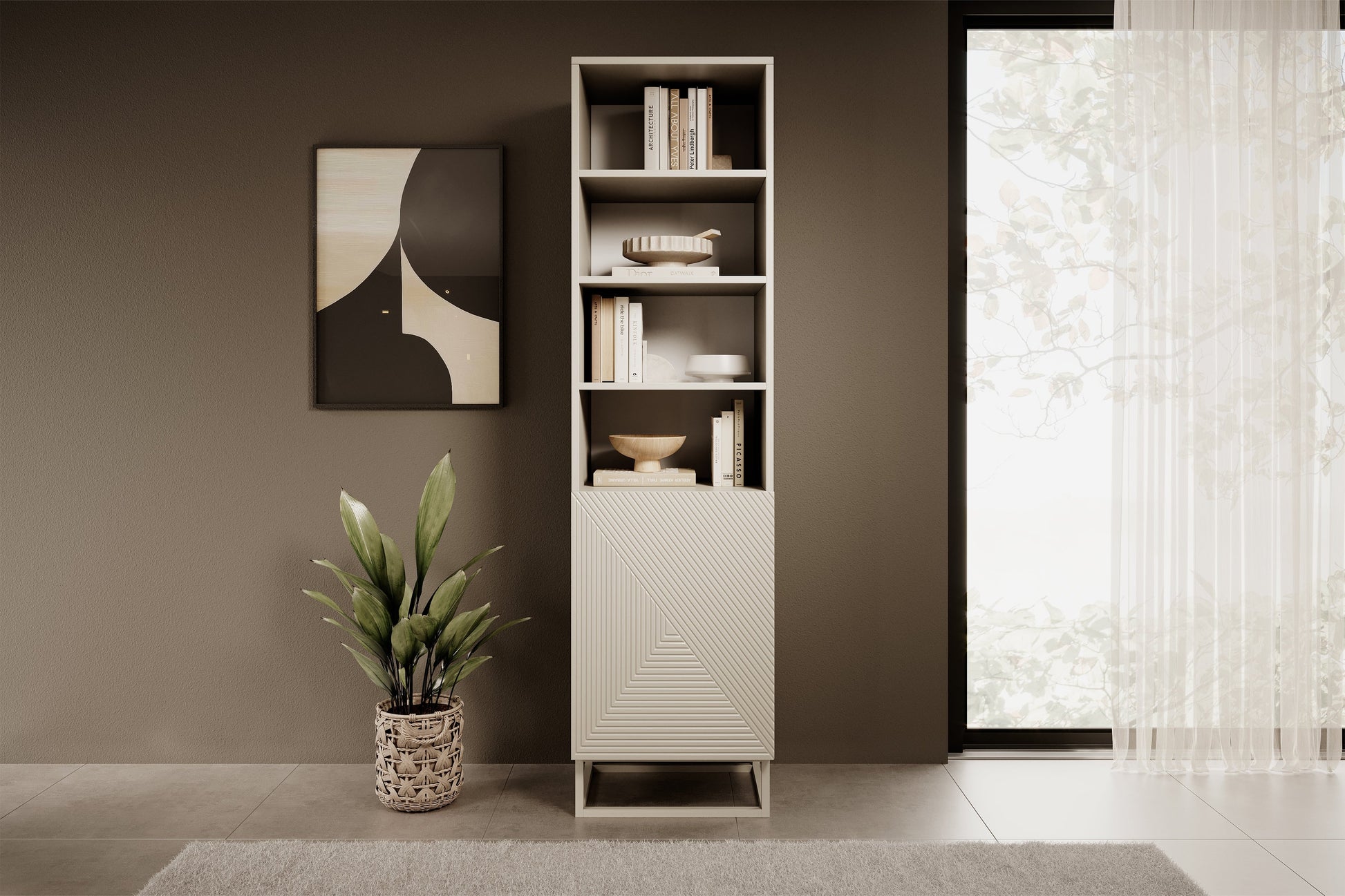 Skapis OSLO uz metāla kājām 190/43/50 cm kašmirs/kašmirs - N1 Home