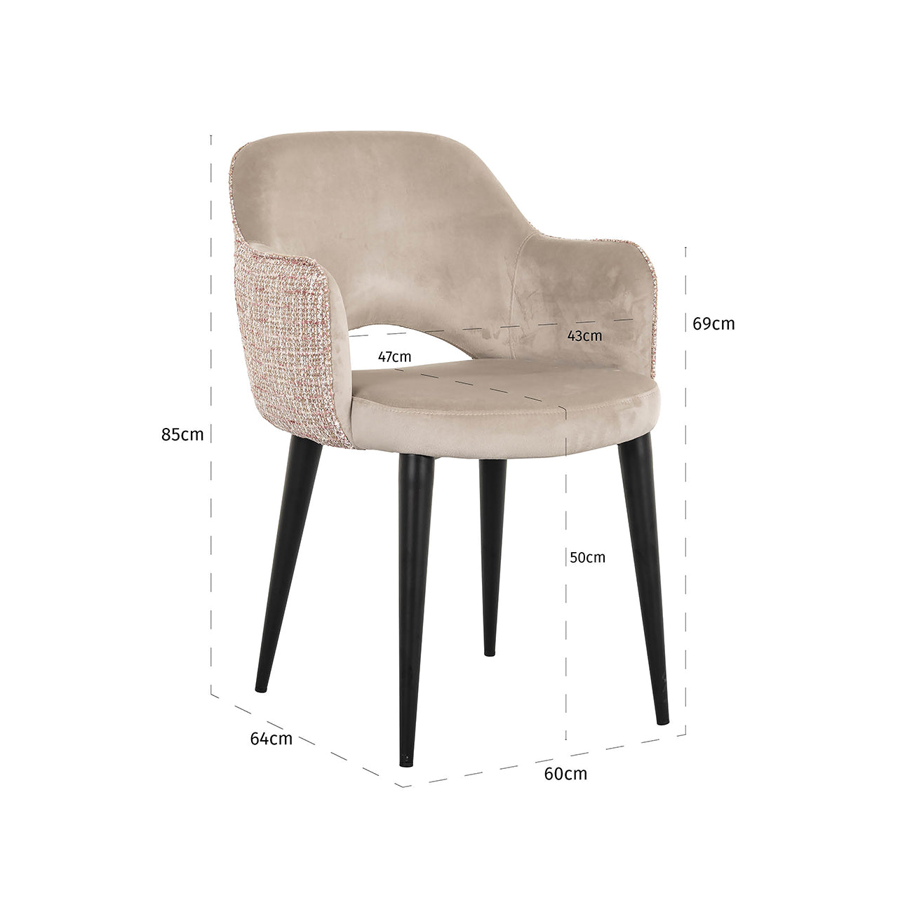 Krēsls Giovanna Richmond Interiors 84/58/63 cm Be trendy 1673 rose - N1 Home