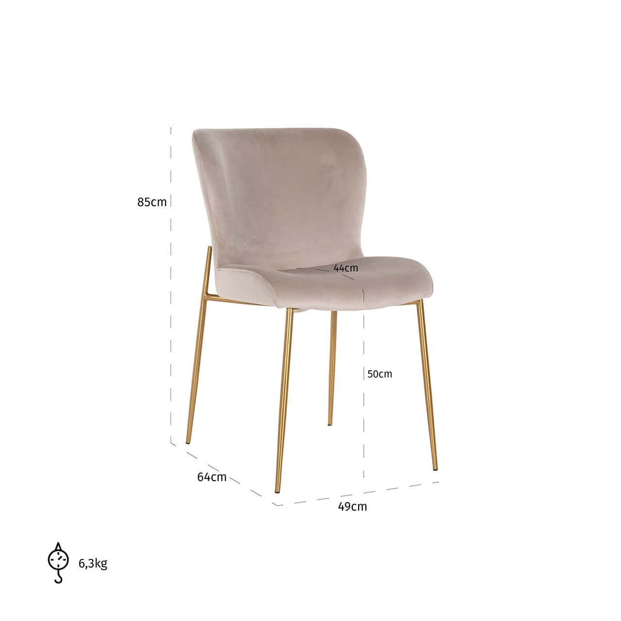 Krēsls Odessa (Set of 2) Richmond Interiors 49/85/64 cm khaki velvet fire retardant