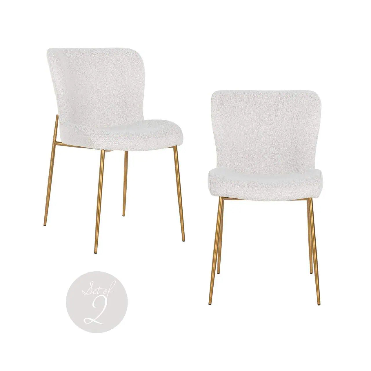 Krēsls Odessa (Set of 2) Richmond Interiors 85/49/64 cm white bouclé - N1 Home