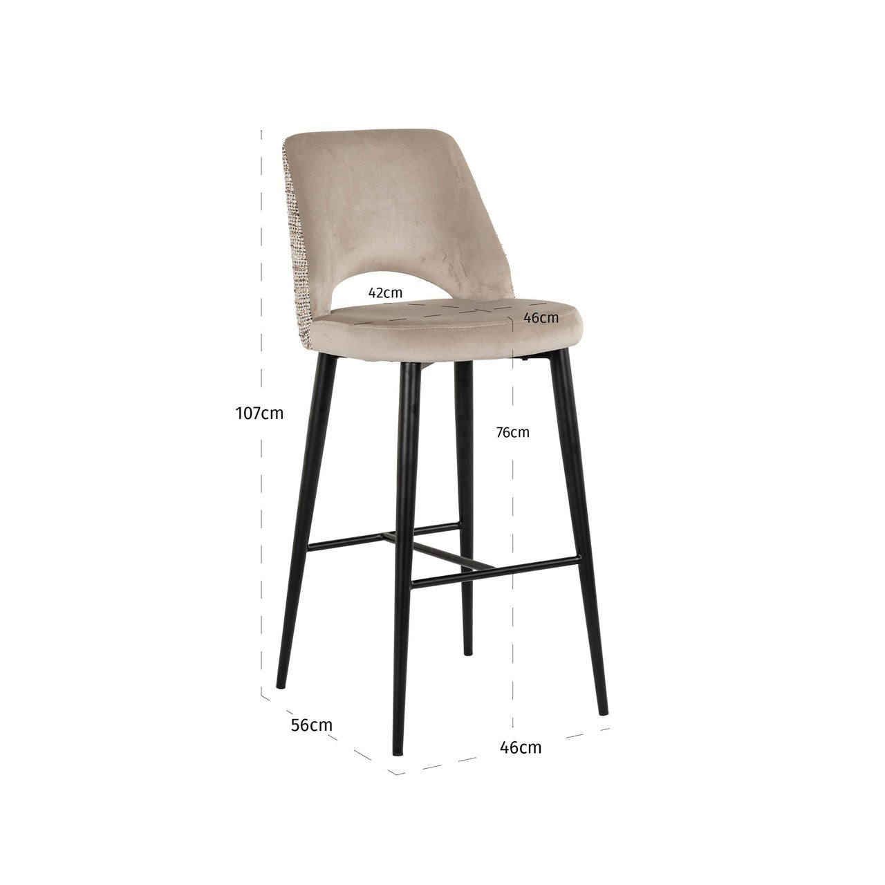 Bāra krēsls Tabitha Richmond Interiors 47/107/56 cm trendy nature - N1 Home