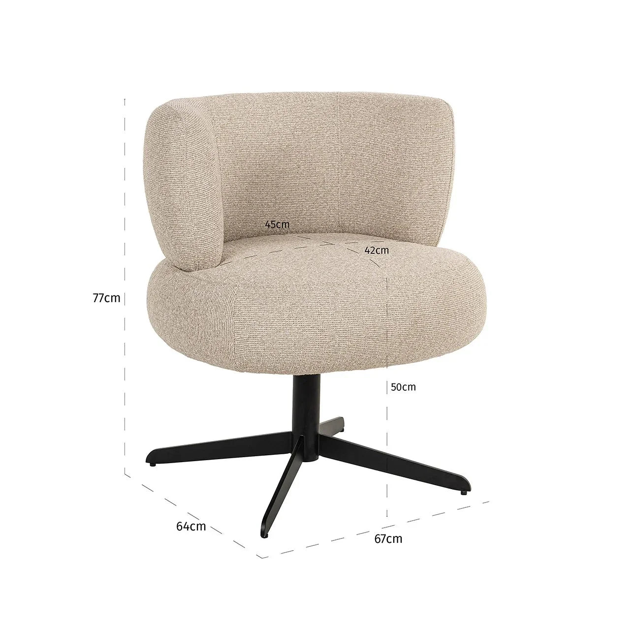 Grozāmais krēsls Alexis Richmond Interiors 78/68/64 cm Biscotti - N1 Home