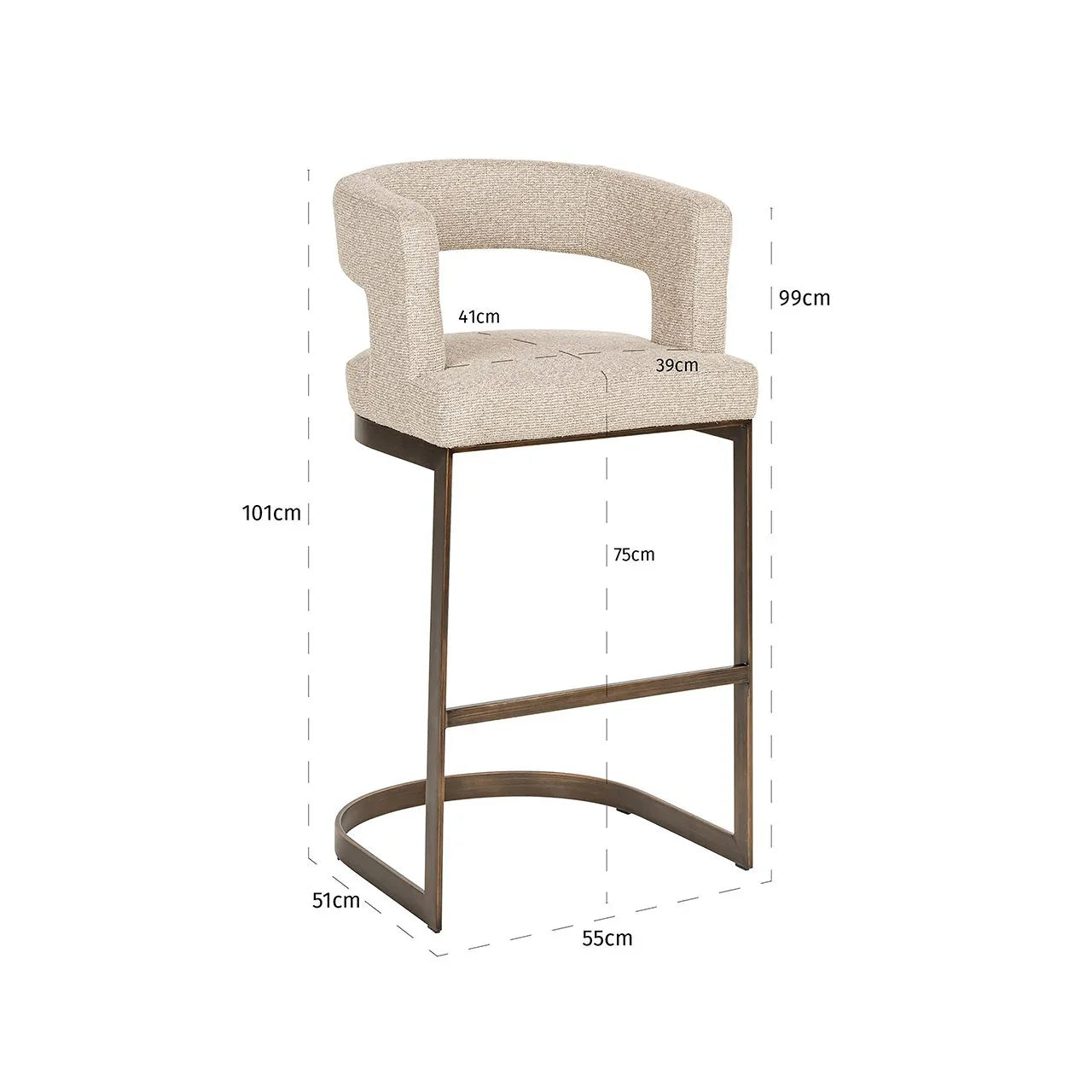 Bāra krēsls Ellis Richmond Interiors 101/55/51 cm Biscotti - N1 Home