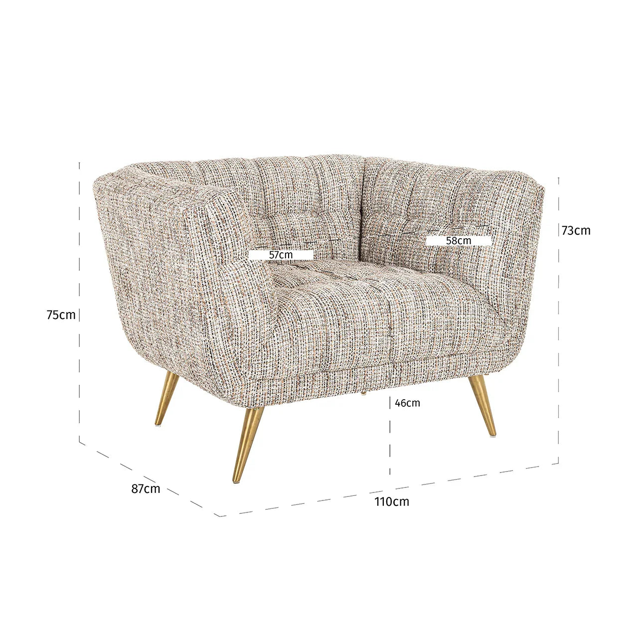 Atpūtas krēsls Huxley Richmond Interiors 75/110/01 cm Be Trendy 01 Nature - N1 Home