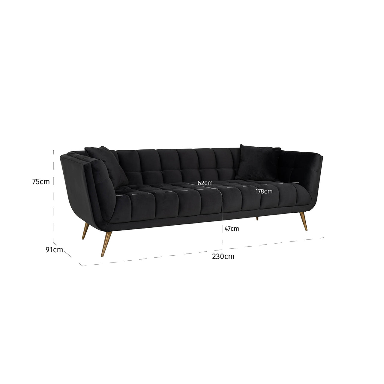 Dīvāns Huxley Richmond Interiors 75/230/91 cm Quartz Antraciet 801 - N1 Home