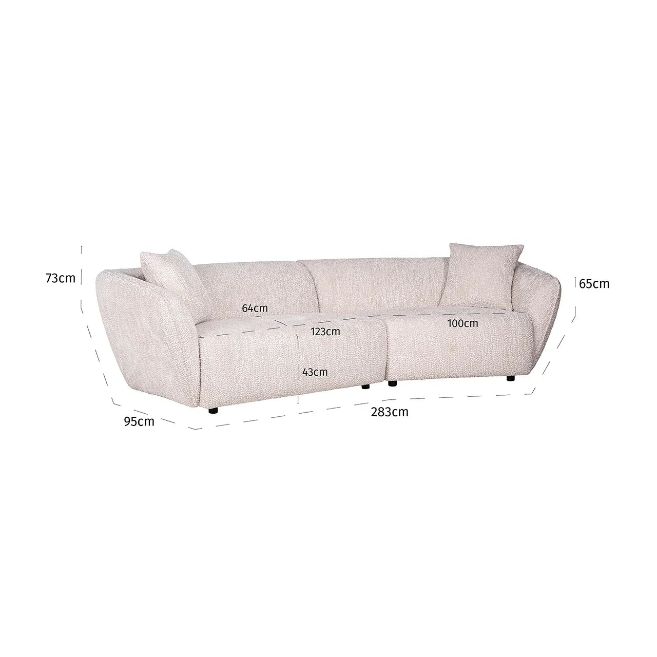 Dīvāns Armand Richmond Interiors 73/283/95 cm Be Lovely 11 Cream - N1 Home