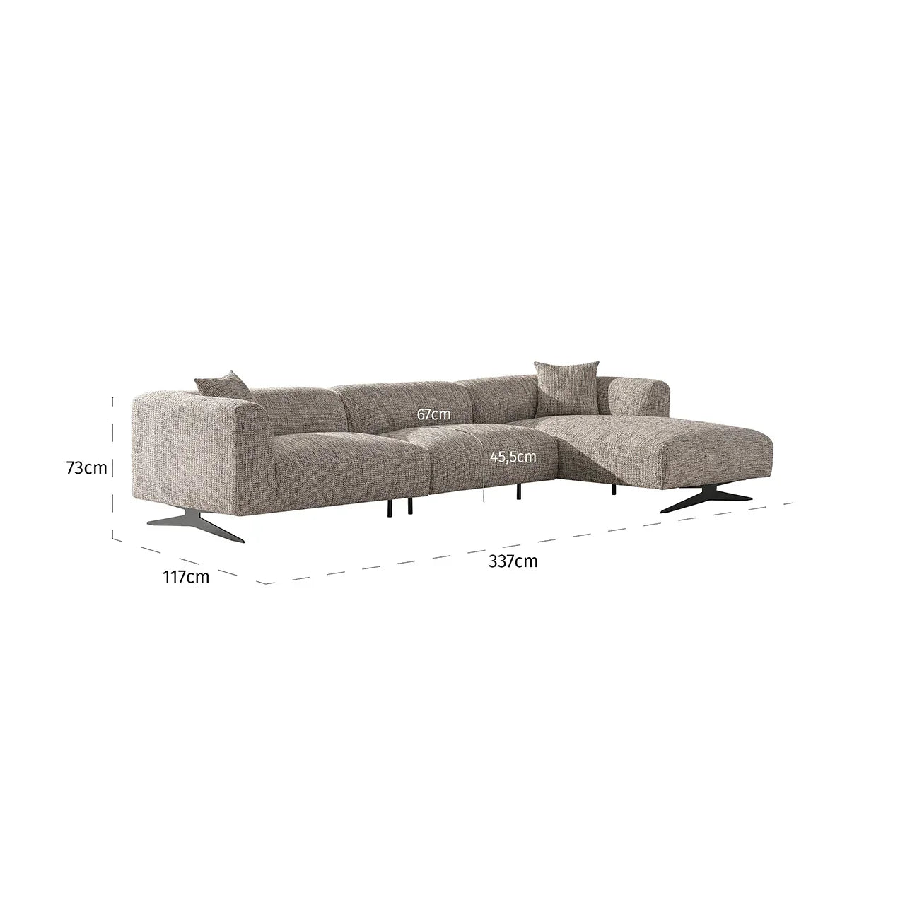 Dīvāns Hoxton Richmond Interiors 3-vietīgs + atpūtas pusē 73/337/117 cm Be Trendy 01 Nature - N1 Home