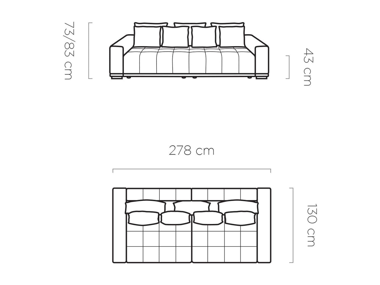 Dīvāns Mots 278/83/130 cm melns - N1 Home