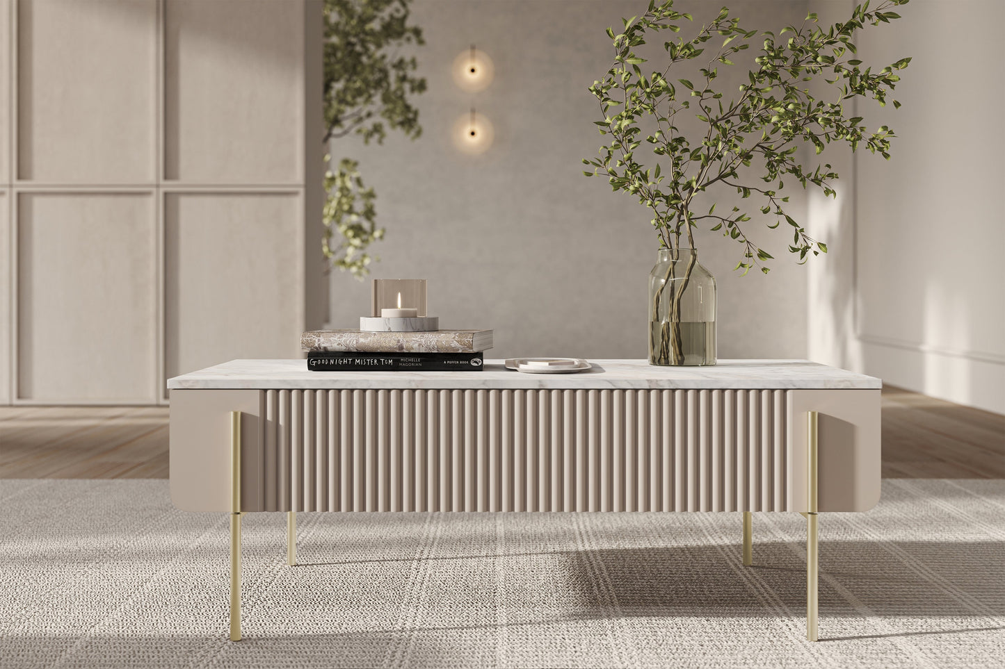 Kafijas galds MV 100/40/60 cm kašmirs/zelts - N1 Home