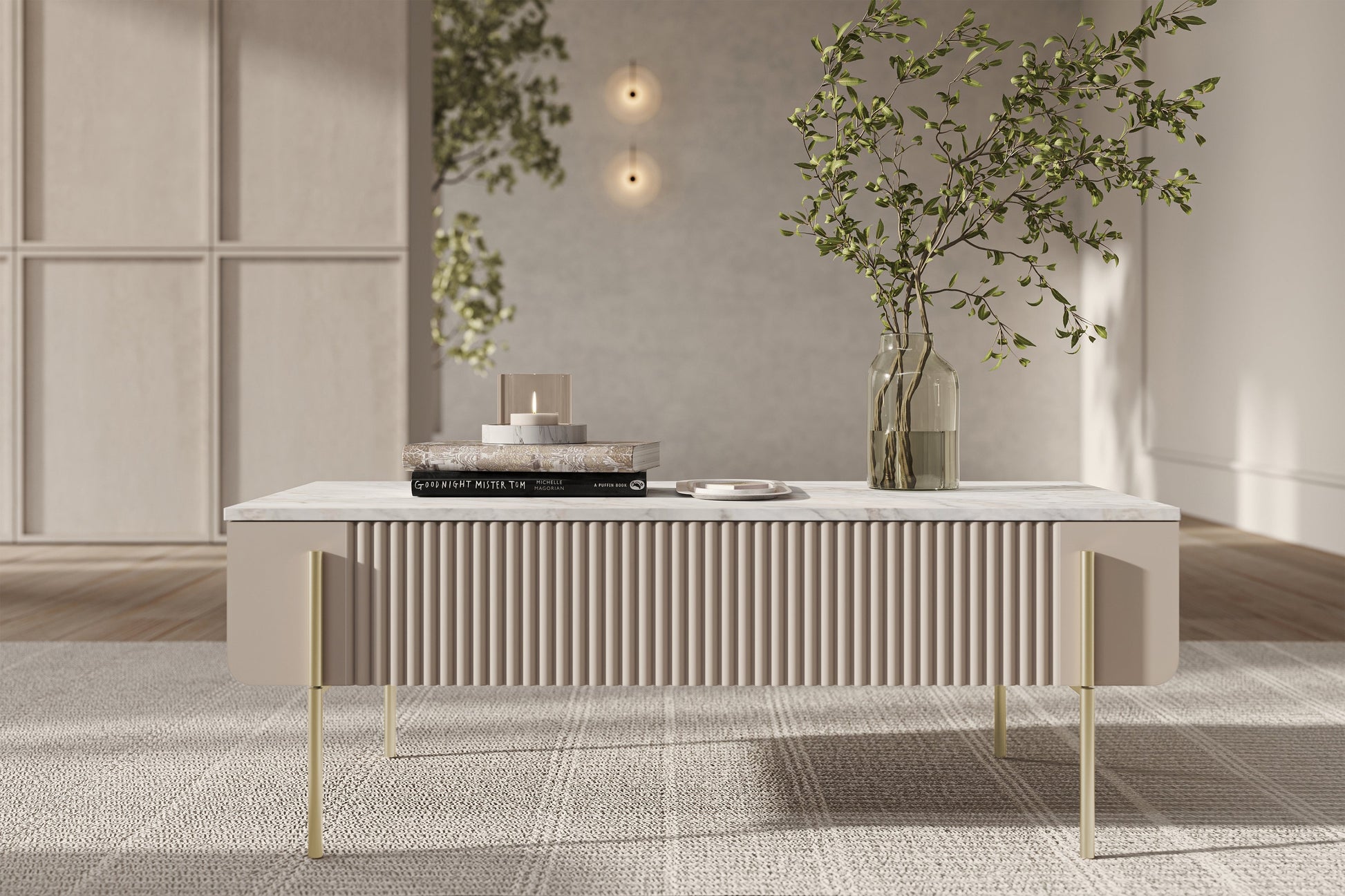 Kafijas galds MV 100/40/60 cm kašmirs/zelts - N1 Home