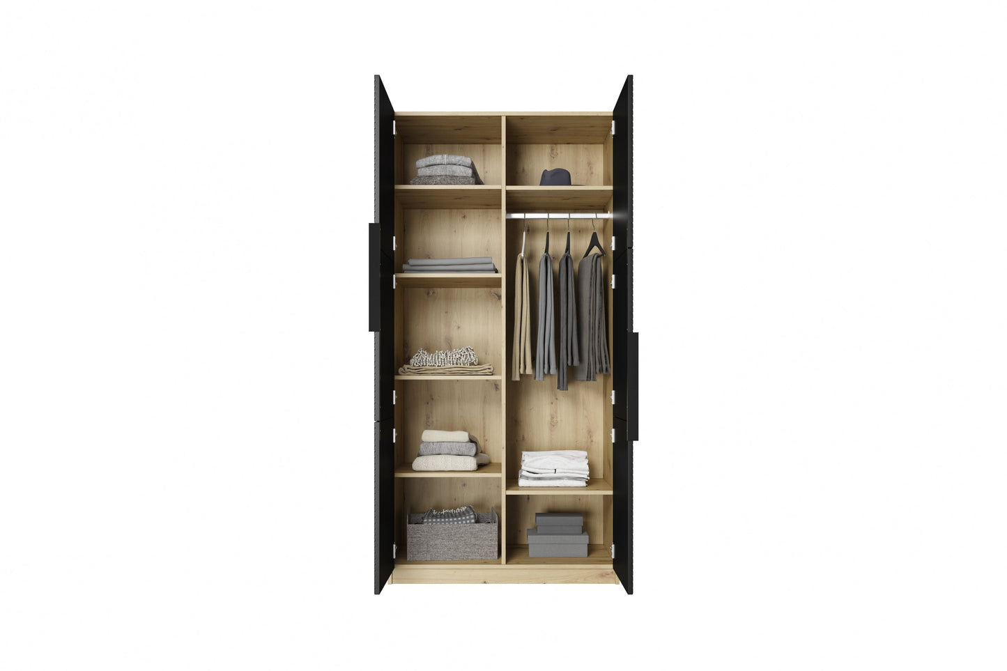 Skapis Oslo 100/205/57 cm melns/ozols - N1 Home