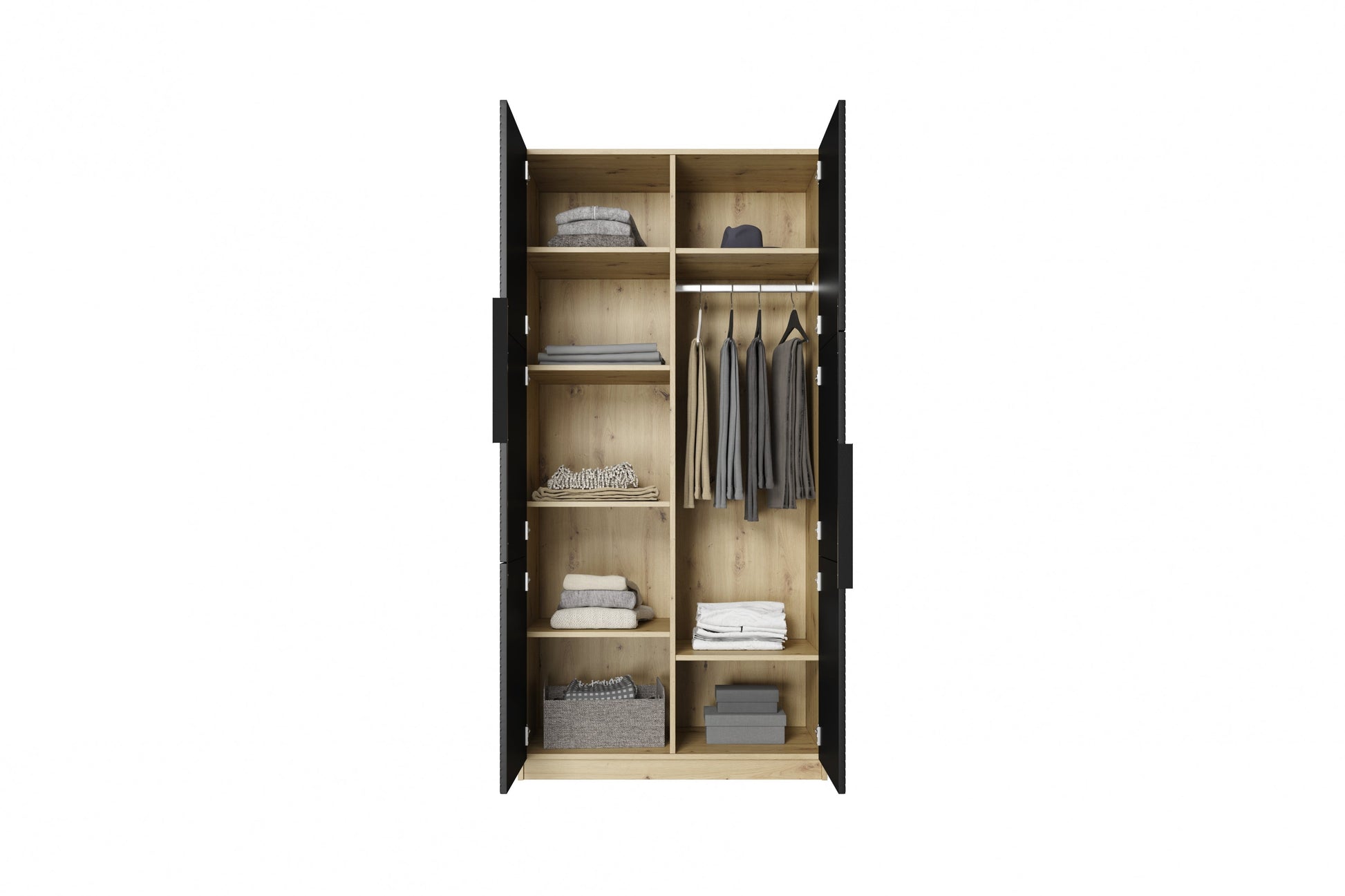 Skapis Oslo 100/205/57 cm melns/ozols - N1 Home