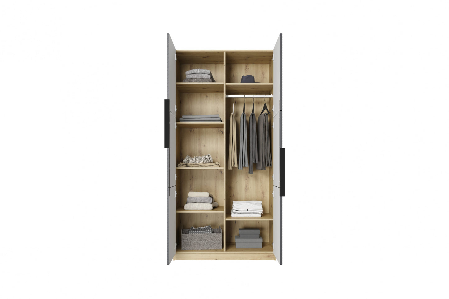 Skapis Oslo 100/205/57 cm Rivjēra akmens/ozols - N1 Home