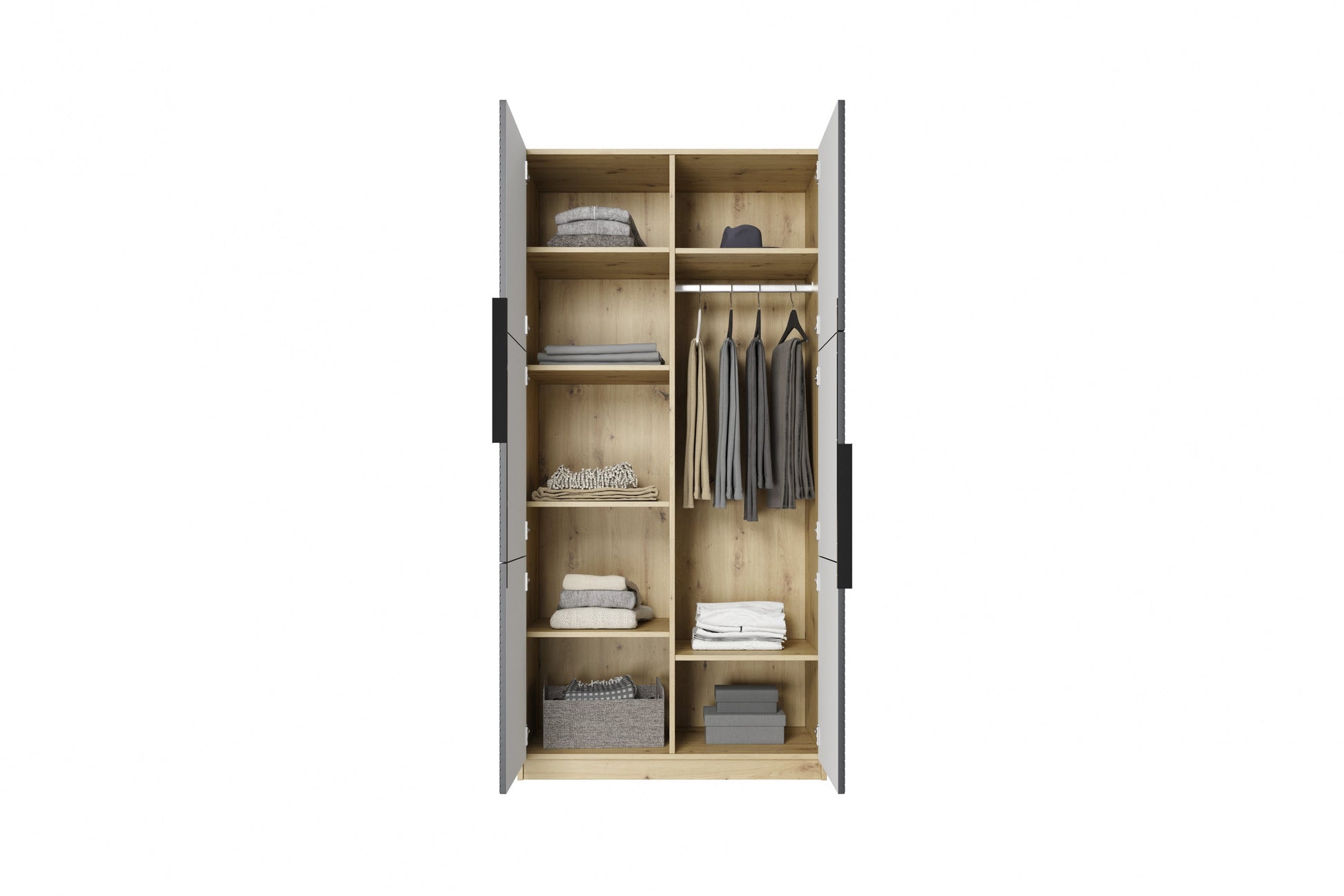 Skapis Oslo 100/205/57 cm Rivjēra akmens/ozols - N1 Home