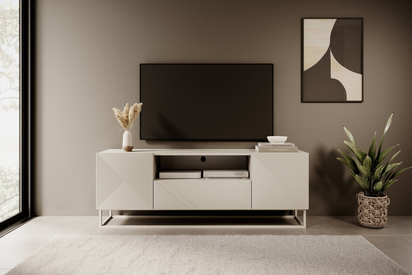 OSLO RTV kumode uz metāla kājām 167/60/40 cm kašmirs/kašmirs - N1 Home