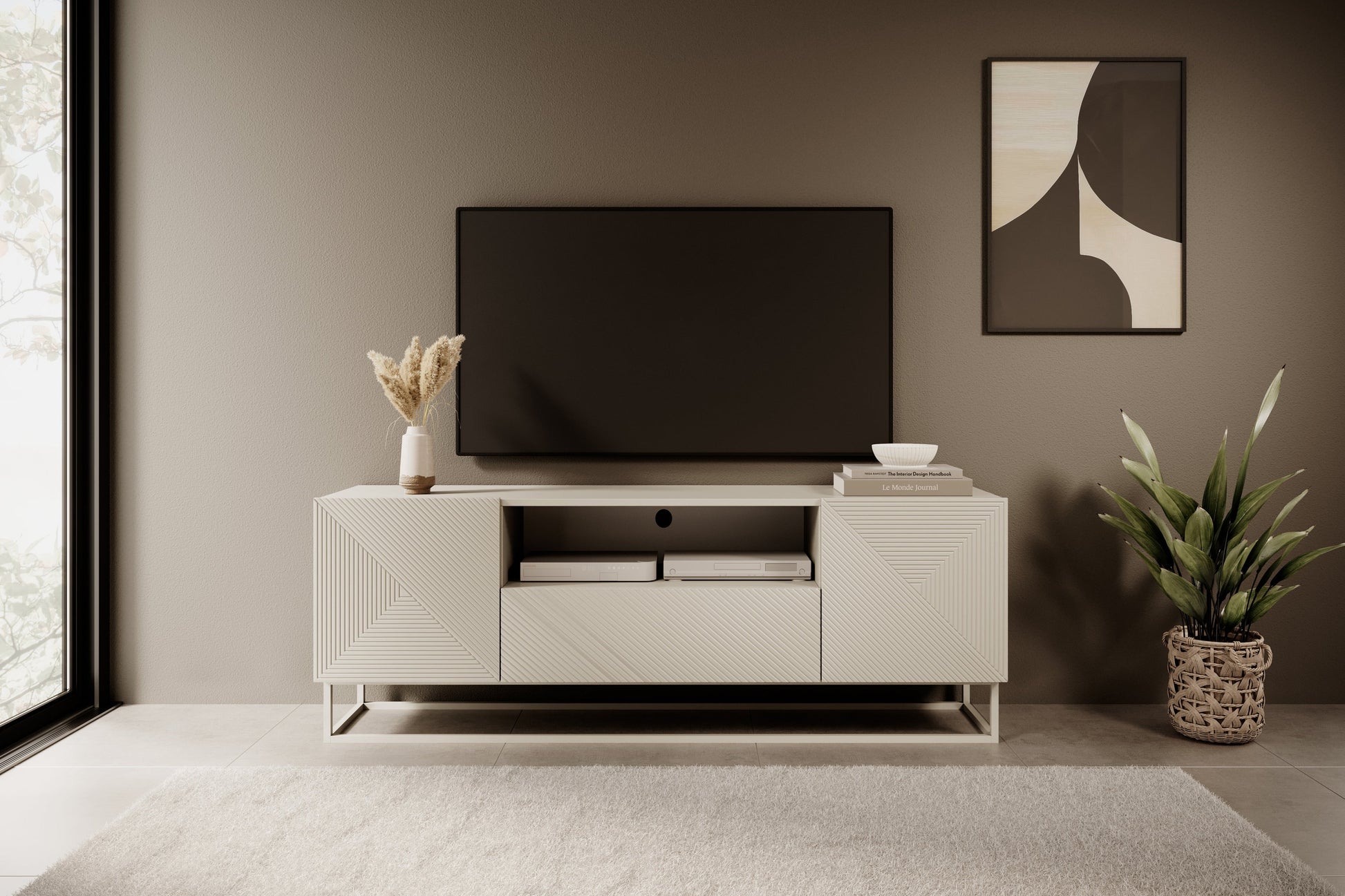OSLO RTV kumode uz metāla kājām 167/60/40 cm kašmirs/kašmirs - N1 Home