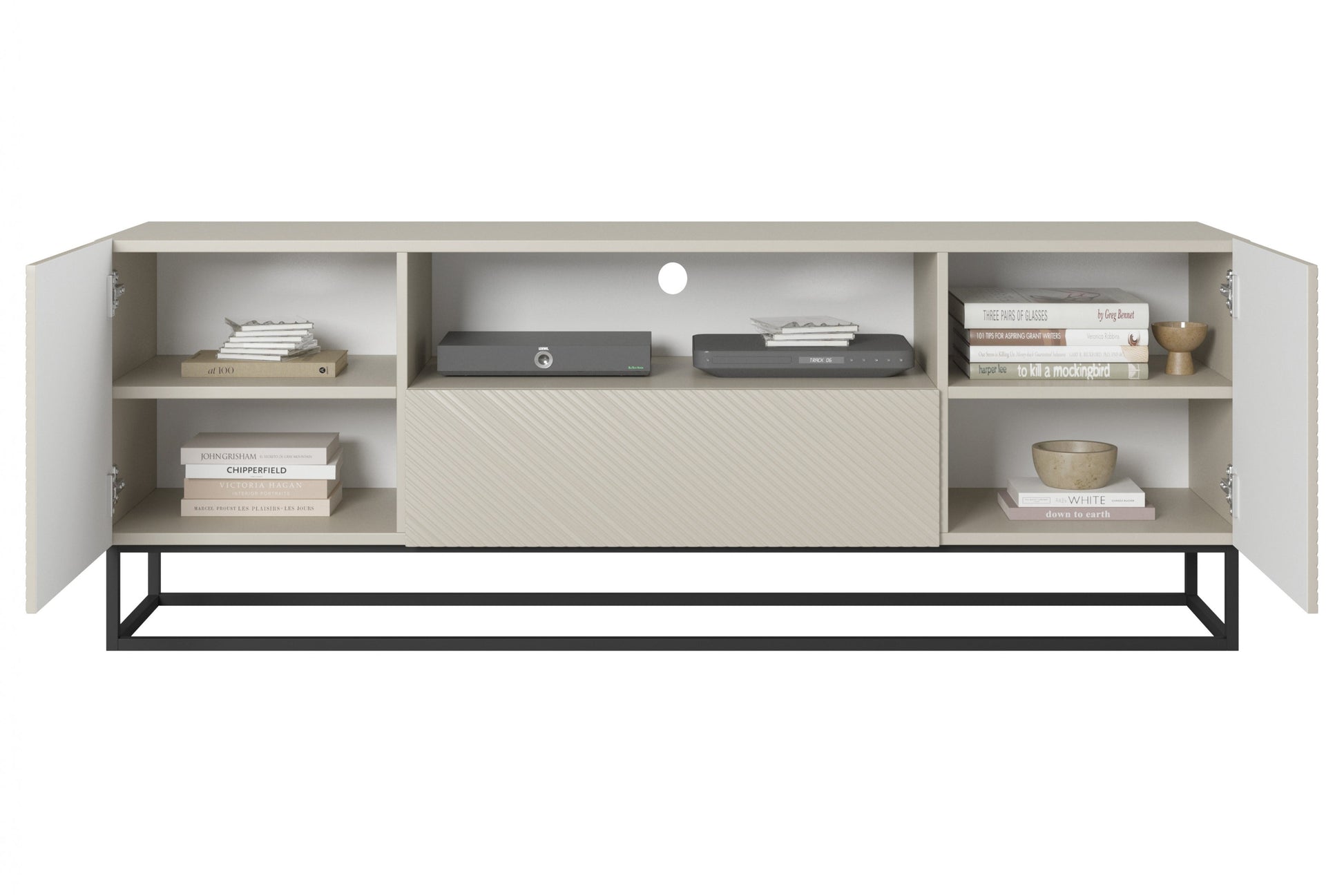 OSLO RTV kumode uz metāla kājām 167/60/40 cm kašmirs/melns - N1 Home