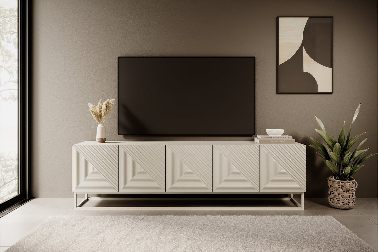 OSLO RTV kumode uz metāla kājām 200/56/40 cm kašmirs/kašmirs - N1 Home