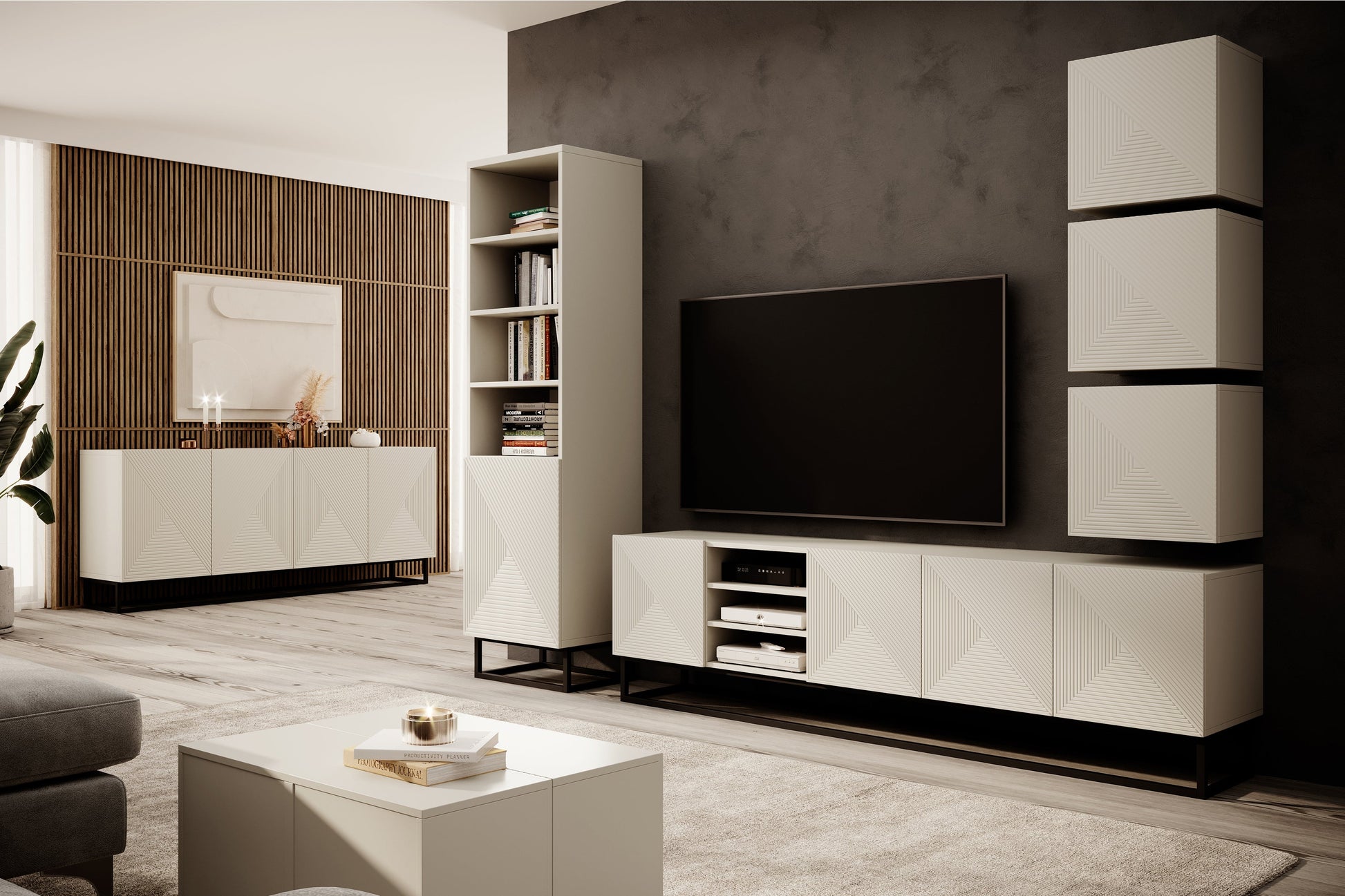 OSLO RTV kumode uz metāla kājām 200/56/40 kašmirs/melns - N1 Home