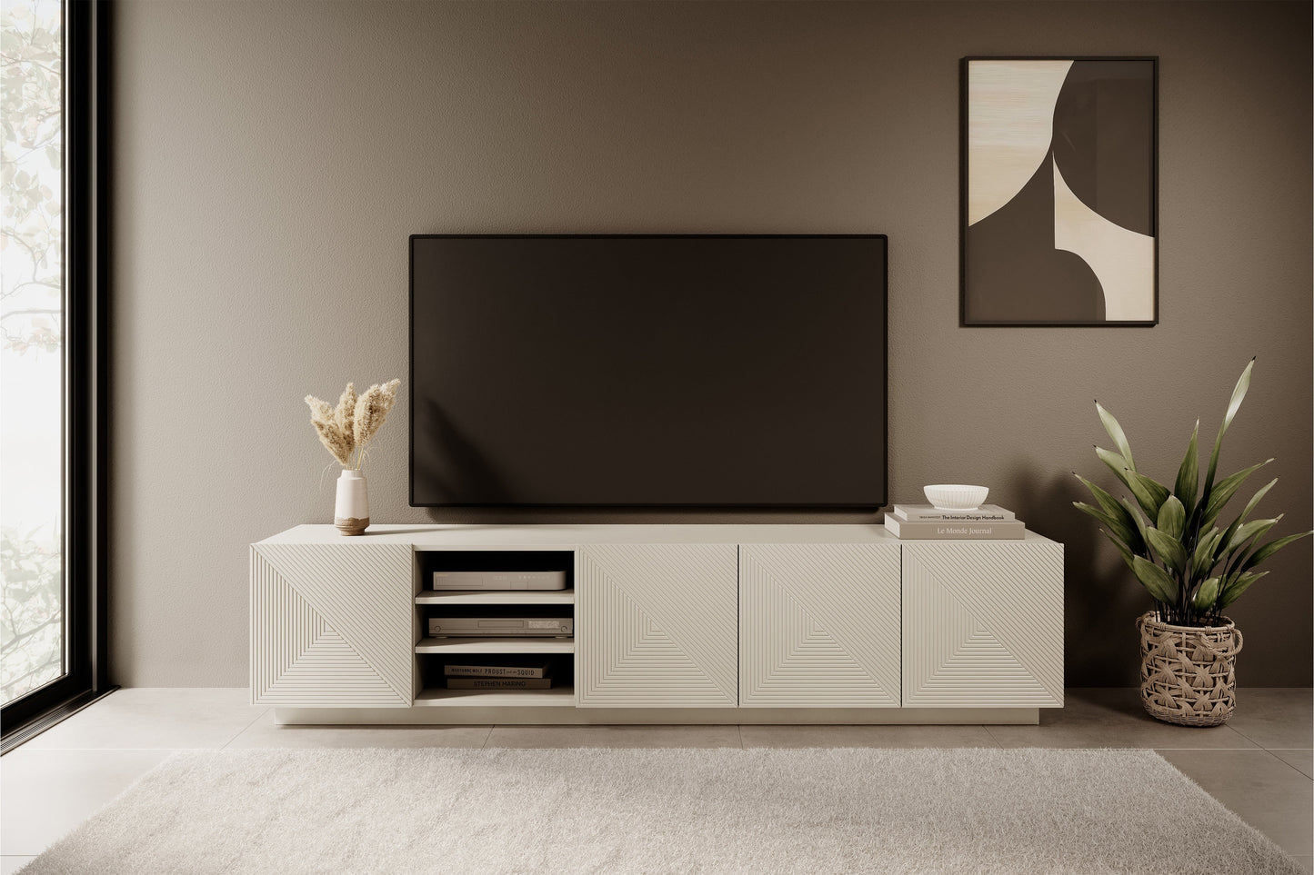 OSLO RTV kumode ar plauktiem 200/46/40 cm kašmirs - N1 Home