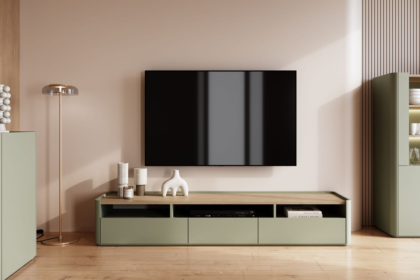 TV skapis Elva 200/35.5/48 cm Eikalipts / Baltijas kāpu ozols - N1 Home