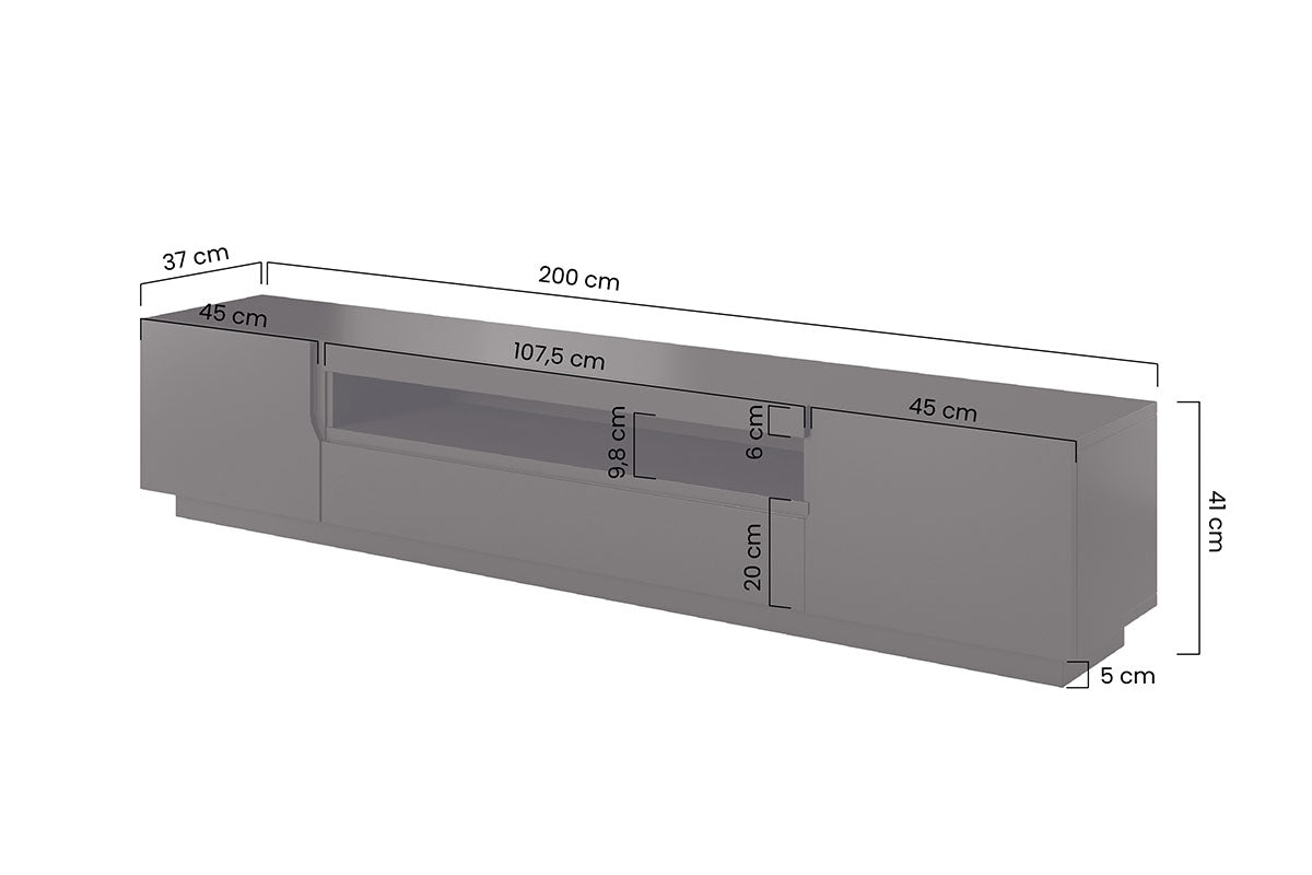 TV skapis LOFT 200/41/37 cm melns/dabīgs - N1 Home
