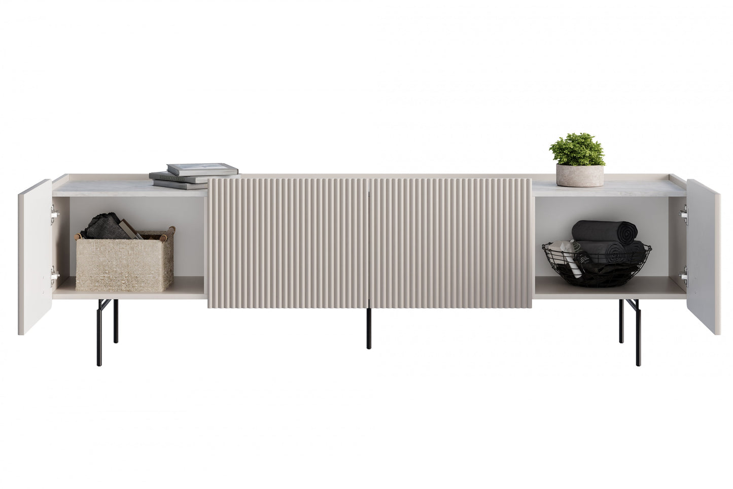 RTV skapis Dersi 200/57/42 cm kašmirs/melns - N1 Home