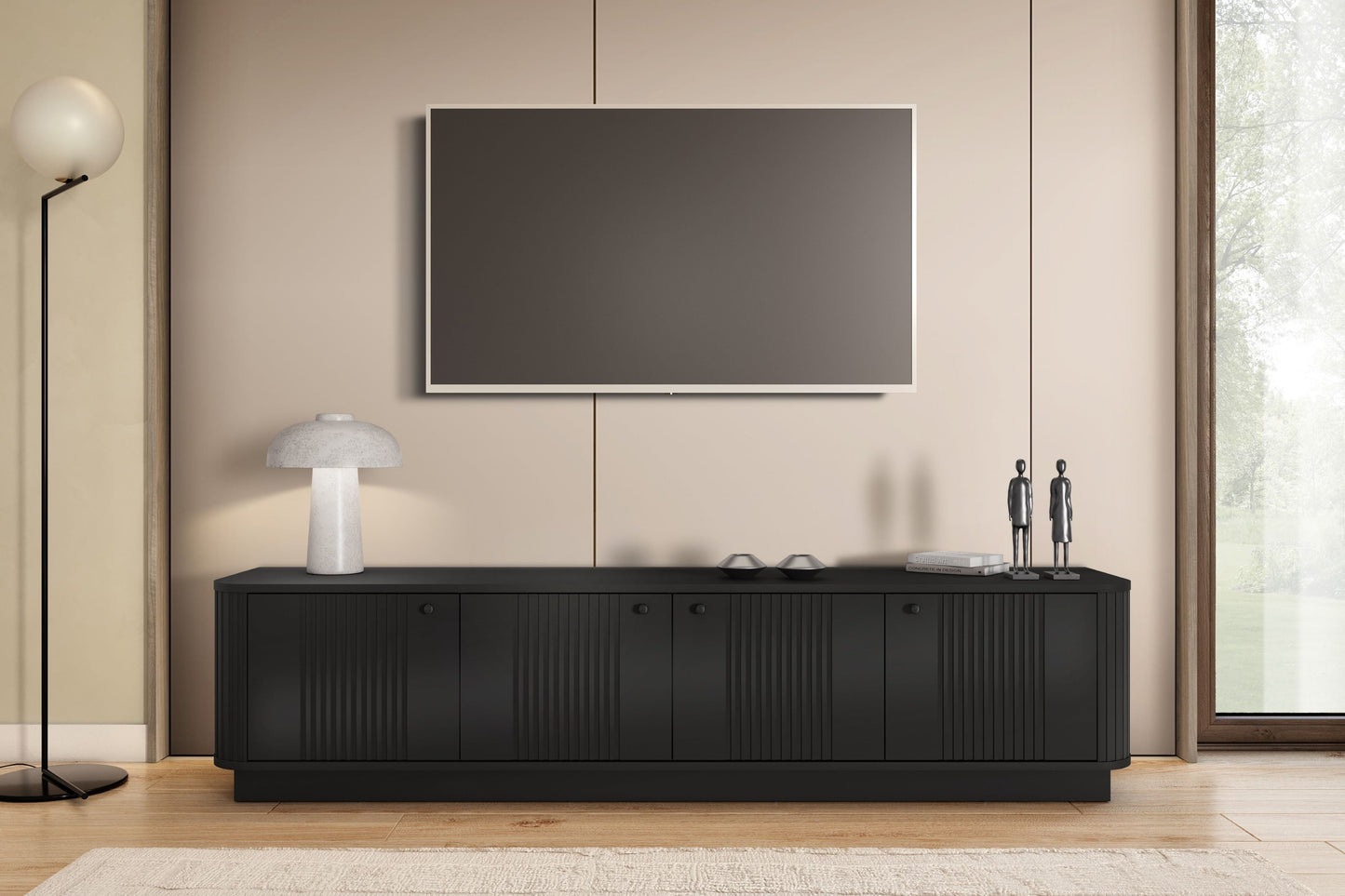 TV skapis Vespa 187/43/38 cm melns/melns - N1 Home