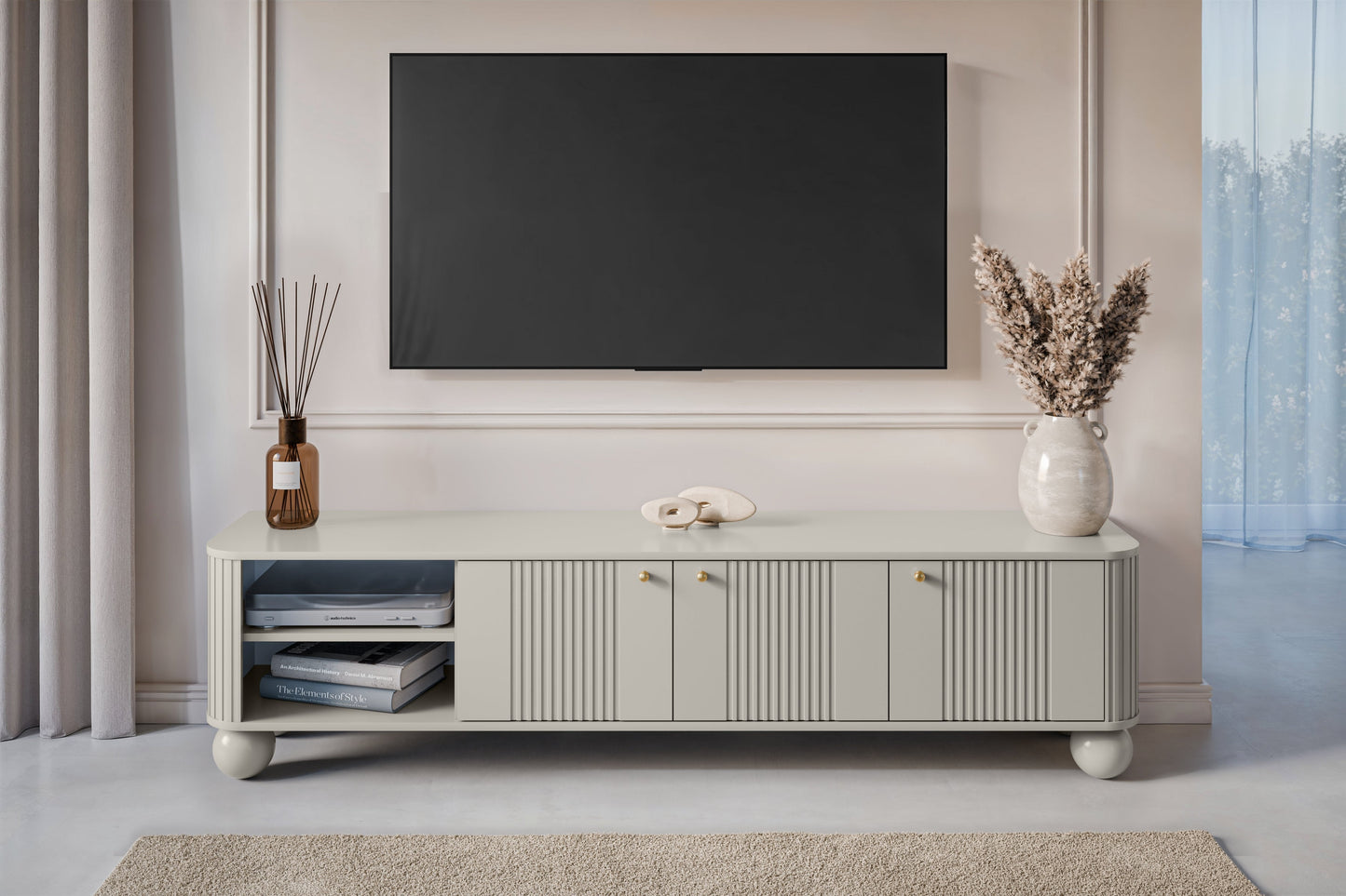 TV skapis Vespa  187/48/38 cm kašmirs/zelts - N1 Home