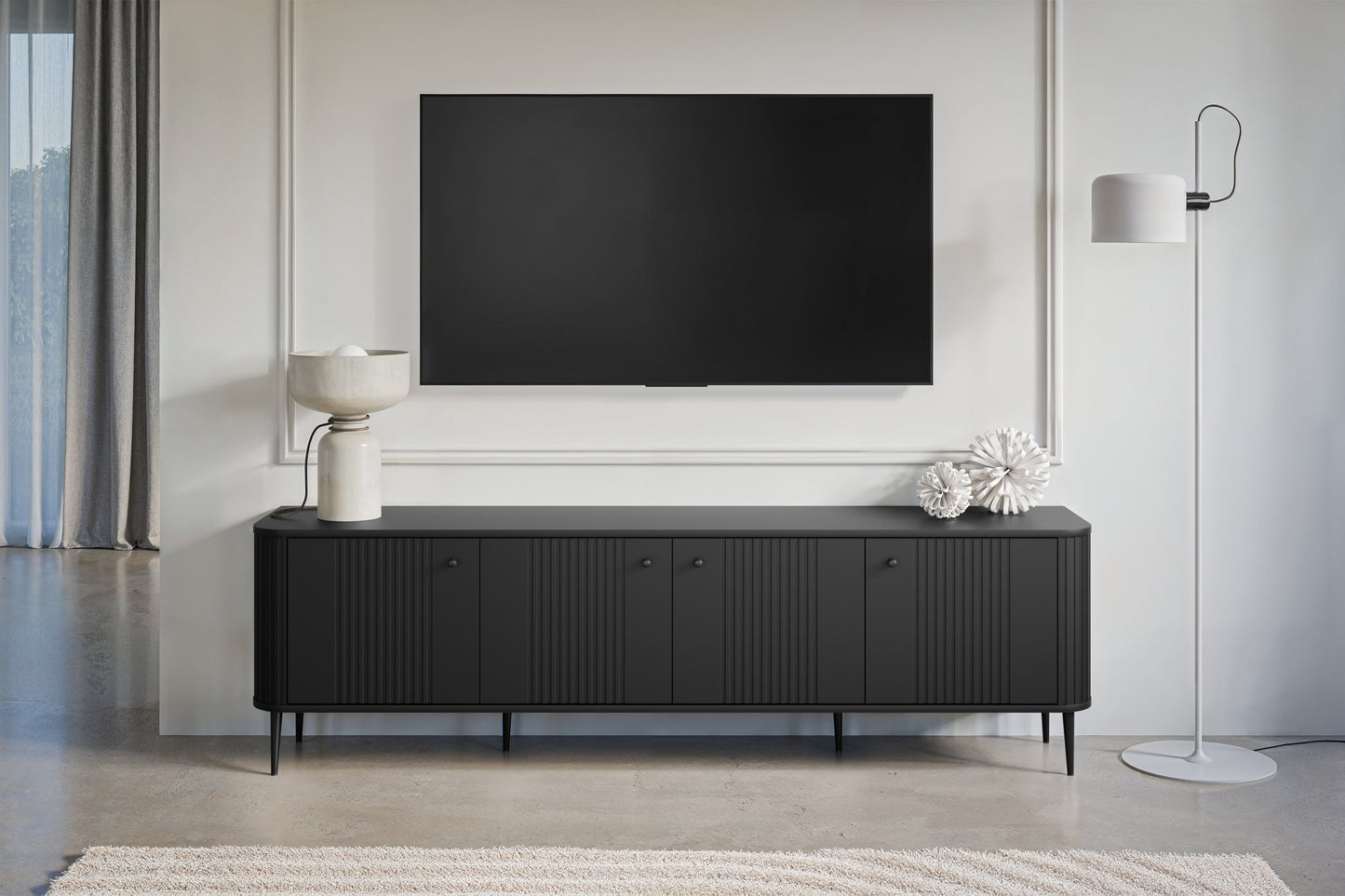 TV skapis Vespa 187/51/38 cm melns/melns - N1 Home