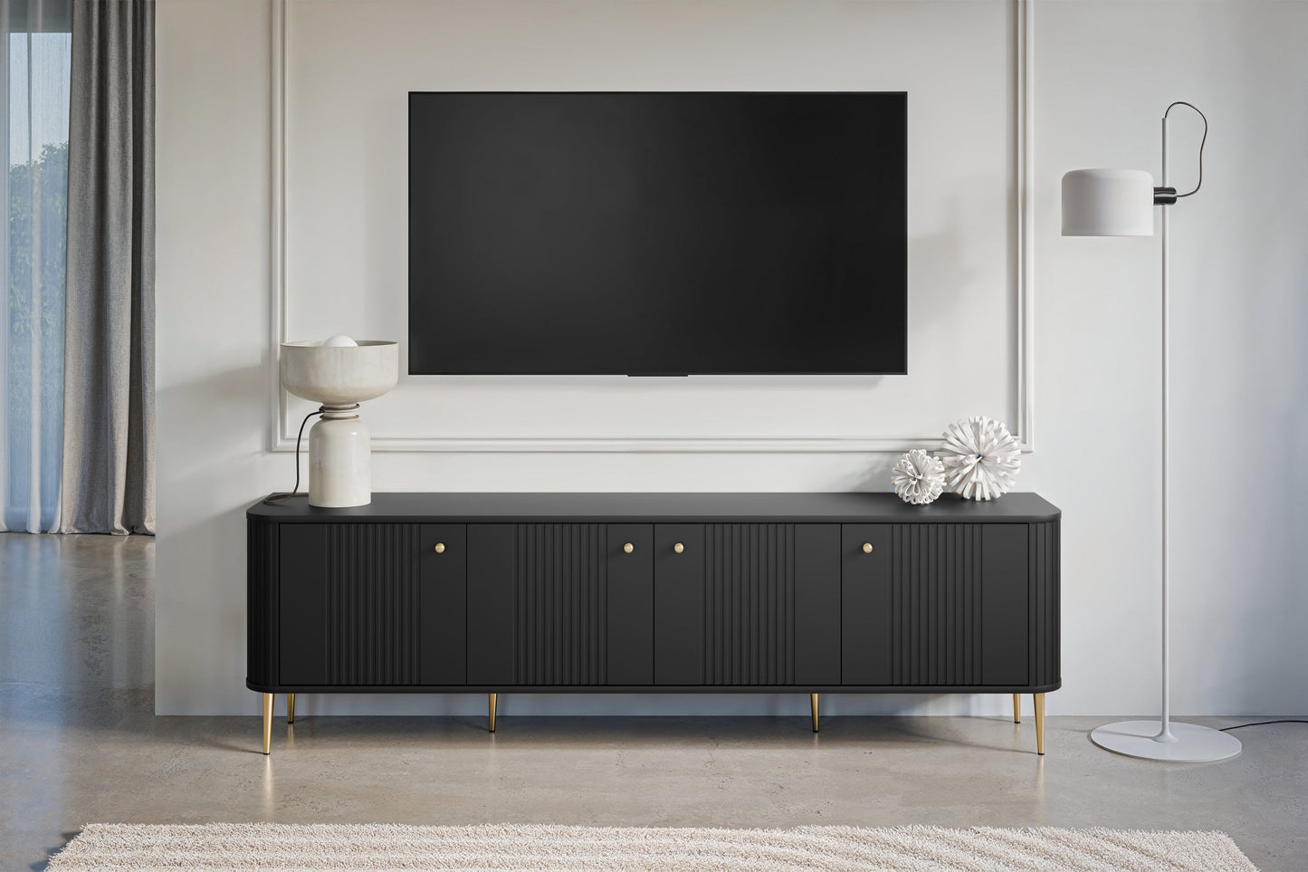TV skapis Vespa 187/51/38 cm melns/zelts - N1 Home