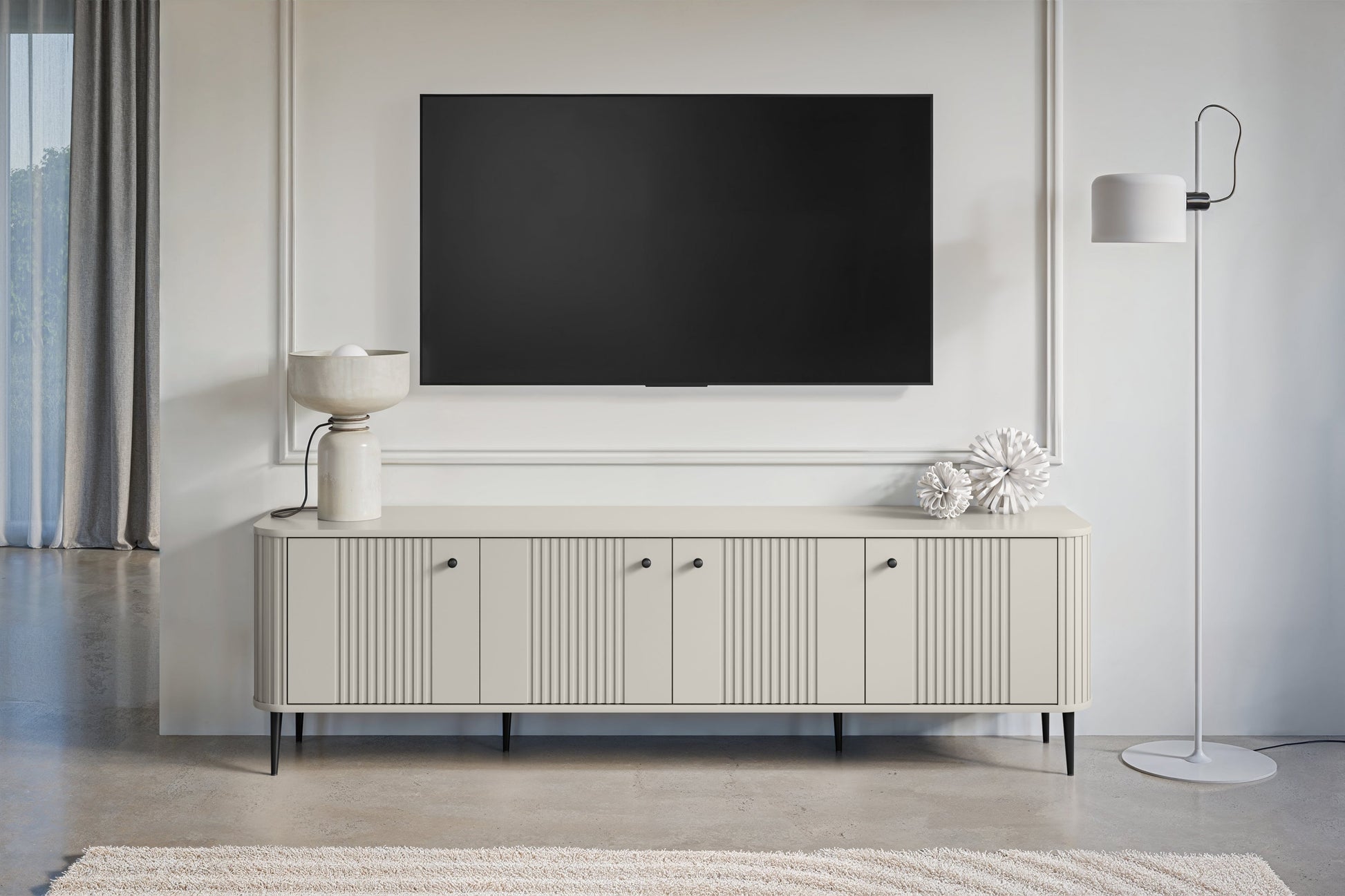 TV skapis Vespa 187/51/38 cm kašmirs/melns - N1 Home