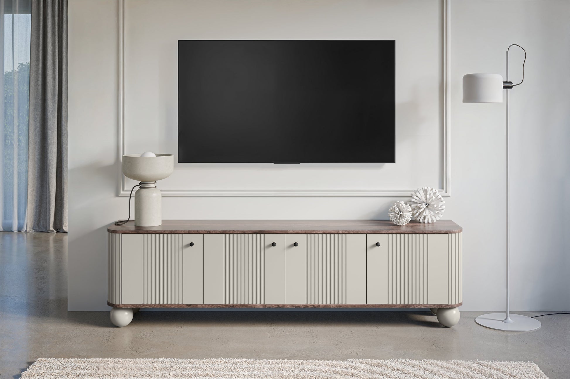 TV skapis Vespa 187/48/38 cm kašmirs/rieksts/melns - N1 Home