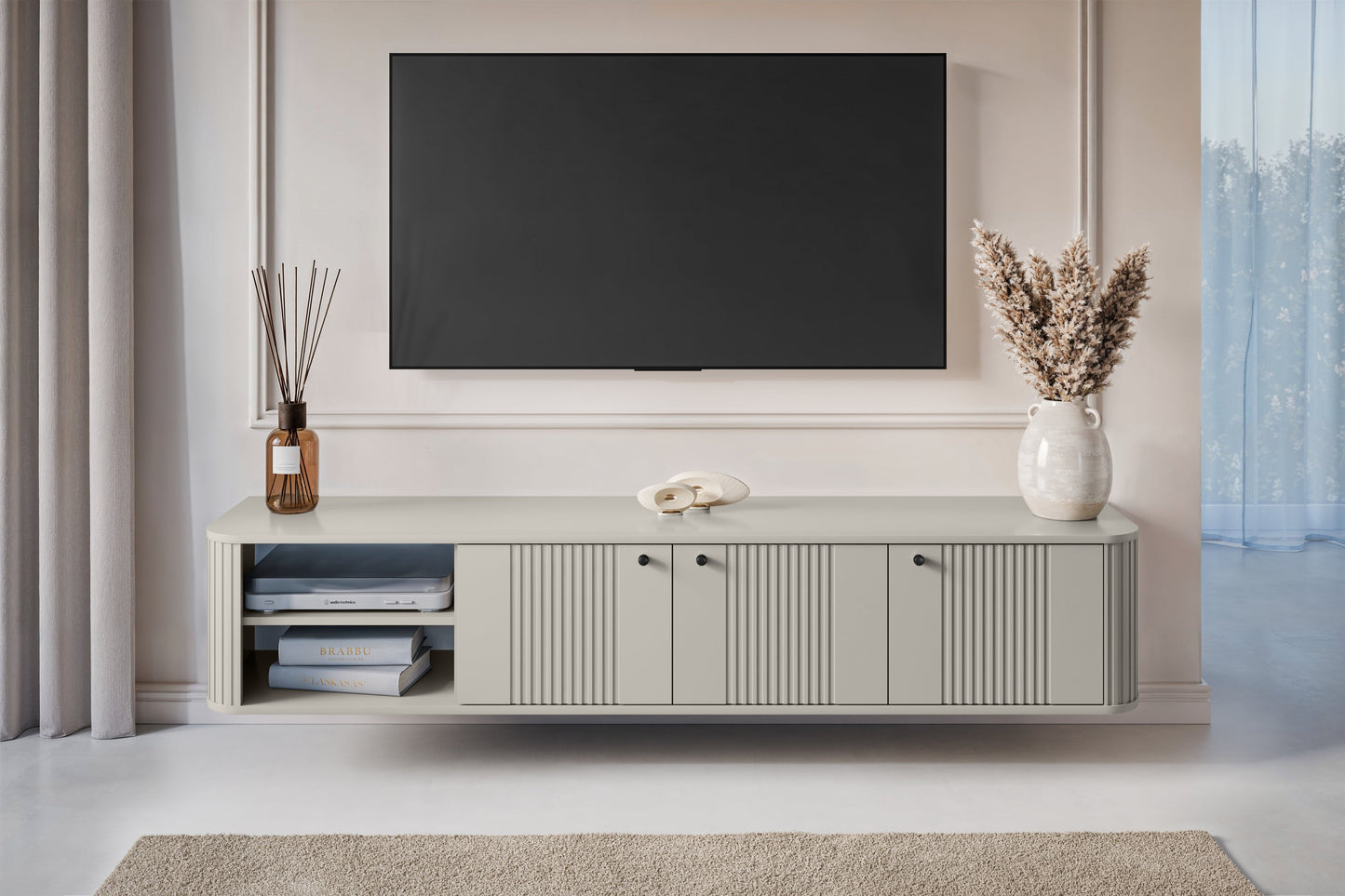TV skapis Vespa  187/36/38 cm kašmirs/melns - N1 Home