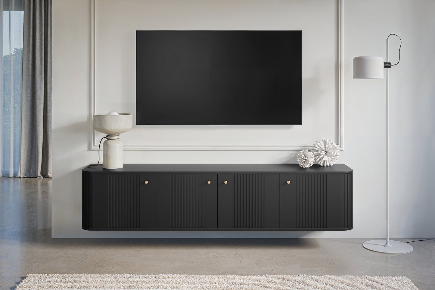 TV skapis Vespa 187/36/38 cm melns/zelts - N1 Home