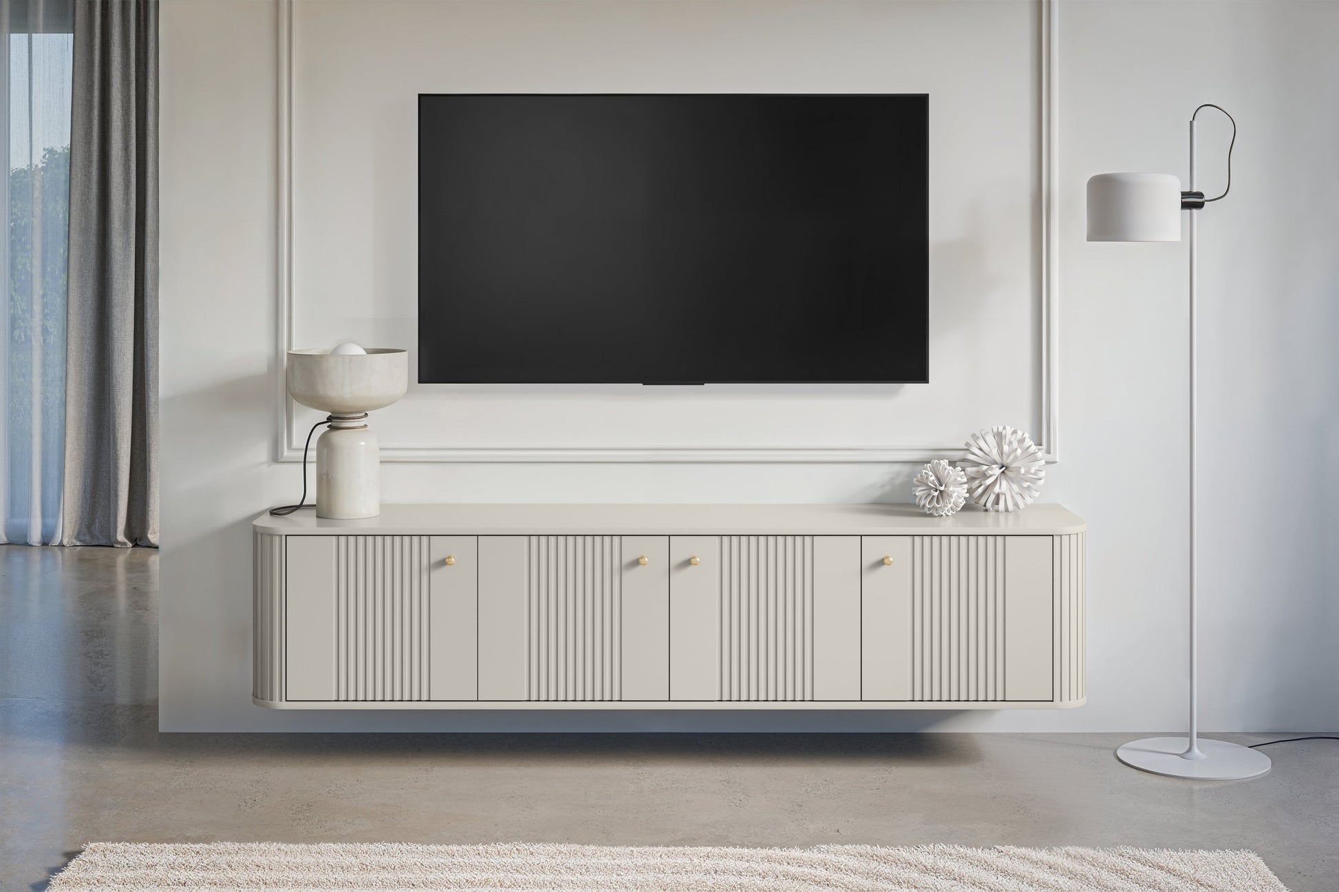 TV skapis Vespa 187/36/38 cm kašmirs/zelts - N1 Home