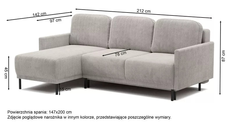 NOMIEL L-formas izvelkamais stūra dīvāns ar konteineru, universāls ceriņkrāsas velvets - N1 Home